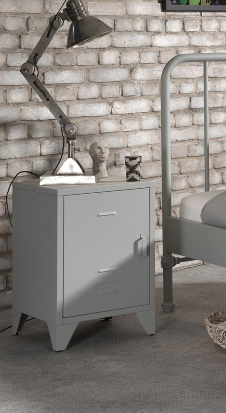 Stolik nocny dla dzieci w industrialnym designie Bronxx grey