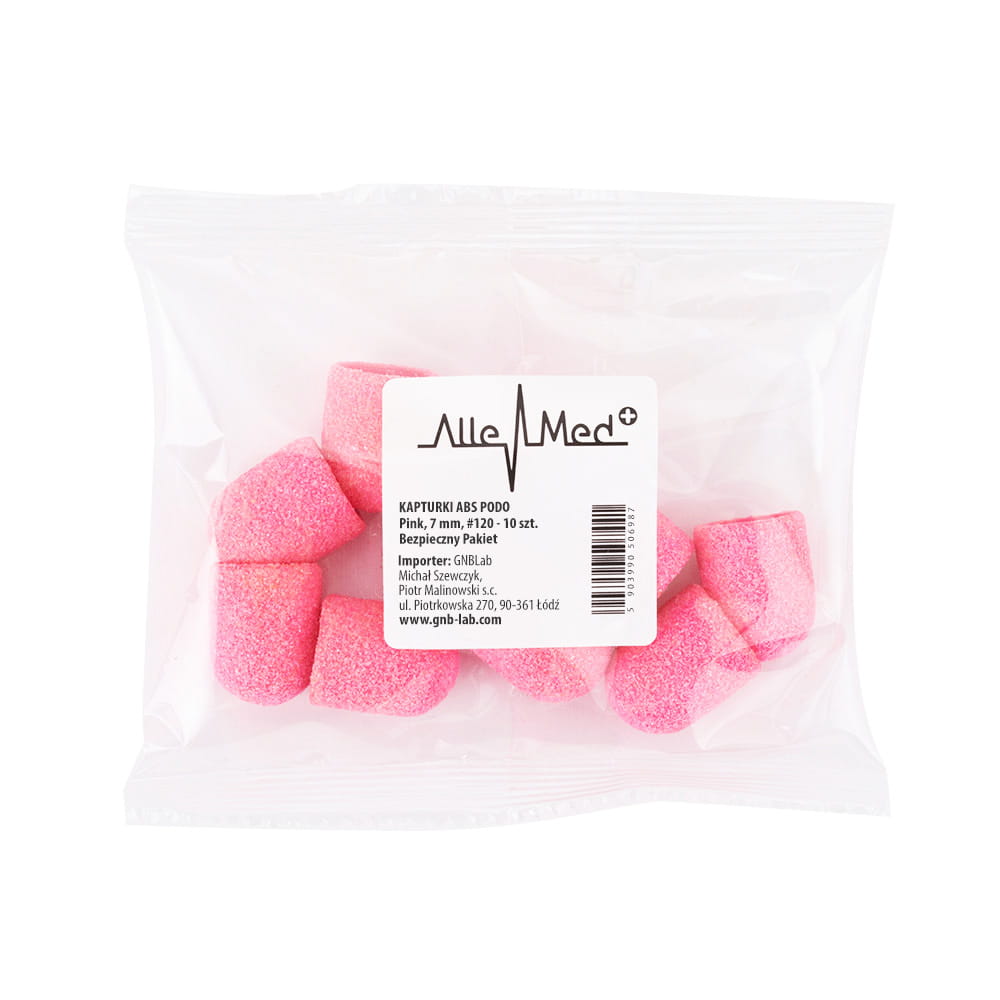 Kapturki do pedicure 7 mm gradacja 120 10 szt ABS Podo AlleMed Różowy Pink