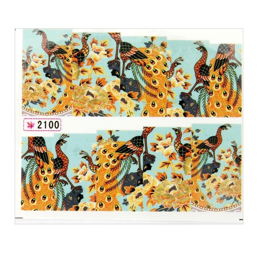 Naklejki wodne do paznokci arkusz 6,5 x 5,5 cm na 10 palców yb Nr 2100