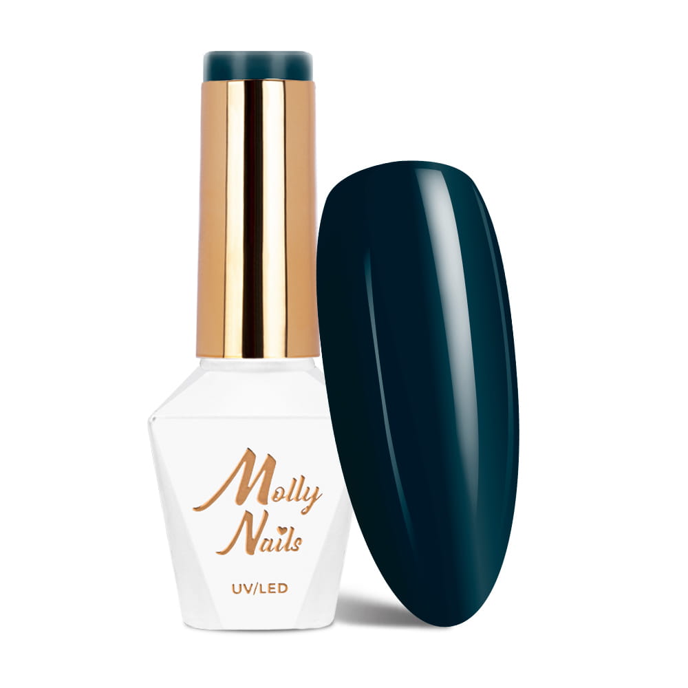 Lakier hybrydowy Molly Nails Blue Sky Deep Green-Blue HEMA/Di-HEMA Free 8g Nr 118
