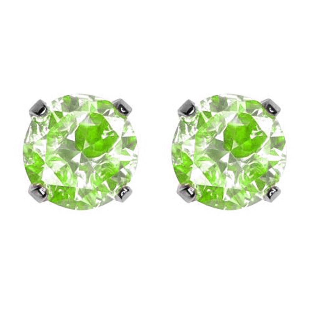 Kolczyki cubic zirconia neon green w pazurkach srebrne system 75 7592 0162