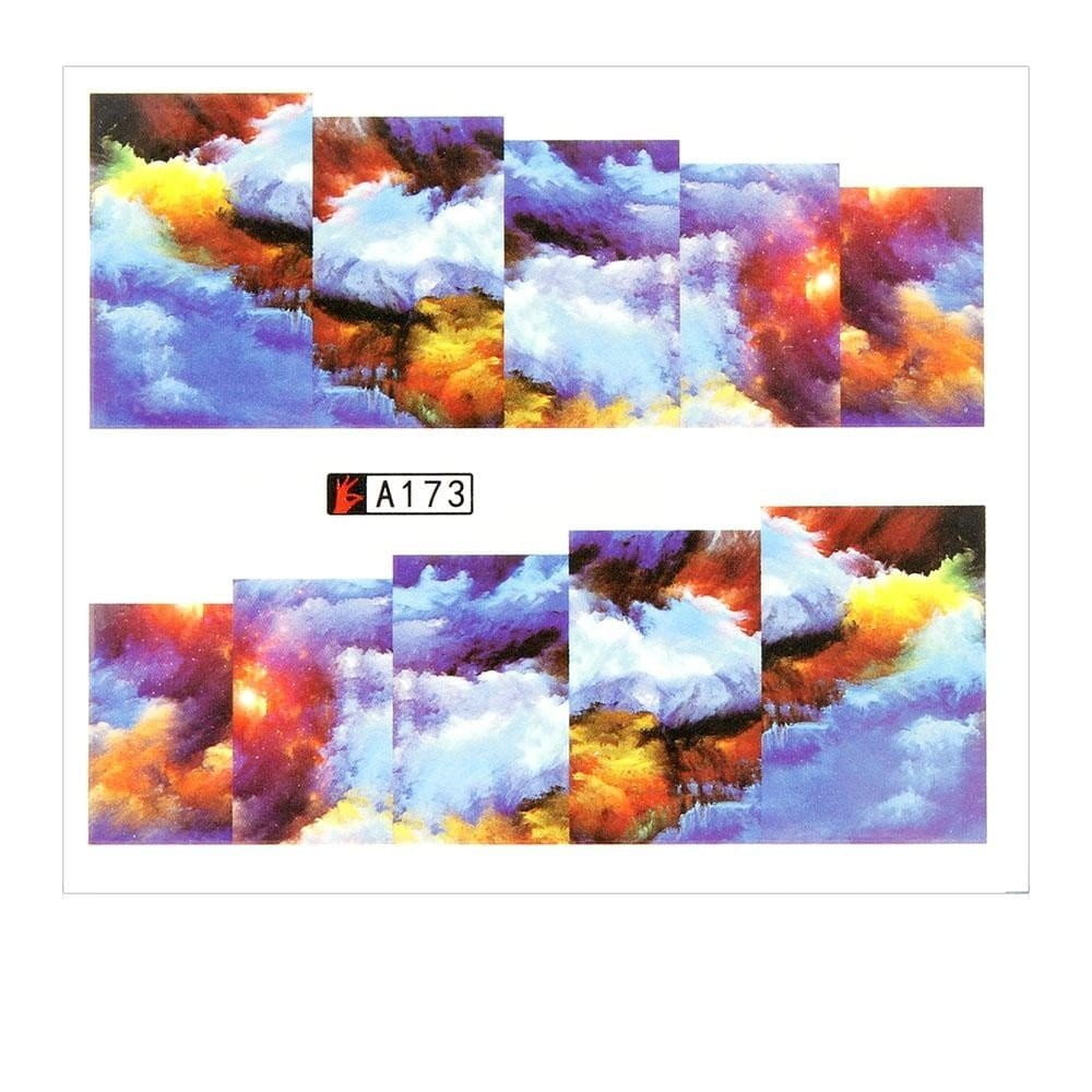 Naklejki wodne do paznokci arkusz 6,5 x 5,5 cm na 10 palców Nr a173