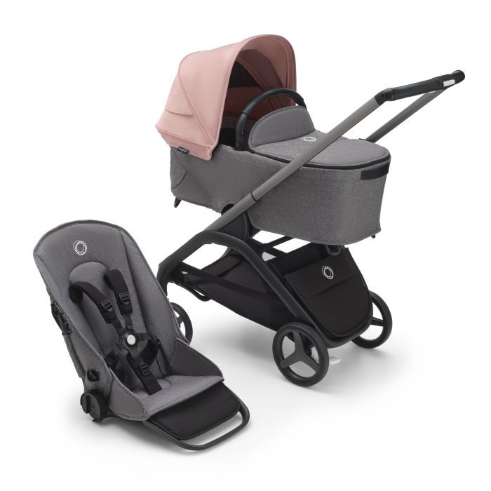 Bugaboo Dragonfly - wózek głęboko-spacerowy 2w1-Graphite-Morning Pink-Grey Melange