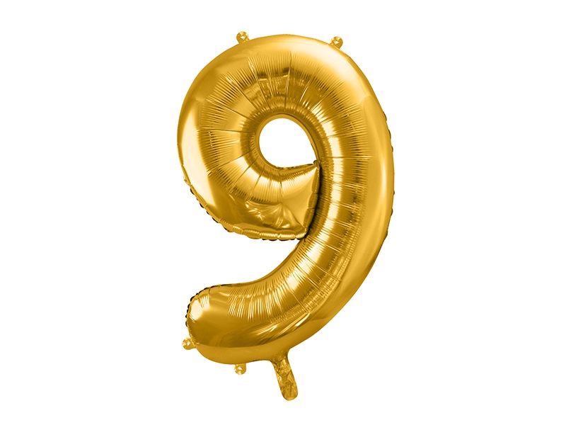 Balon foliowy Cyfra "9", 86cm, złoty