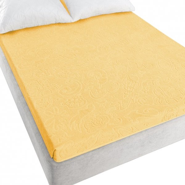 Prześcieradło frotte "Tulipan 4" 175x220 bez gumki wz. słomkowy