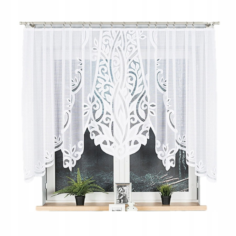 POLA Firanka żakardowa gotowa wys 140x300 cm biała FIRANA DO POKOJU SALONU