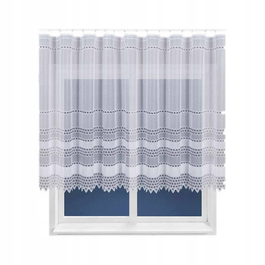 Firanka żakardowa 018669 - biała, do salonu, wymiary 150x250 cm