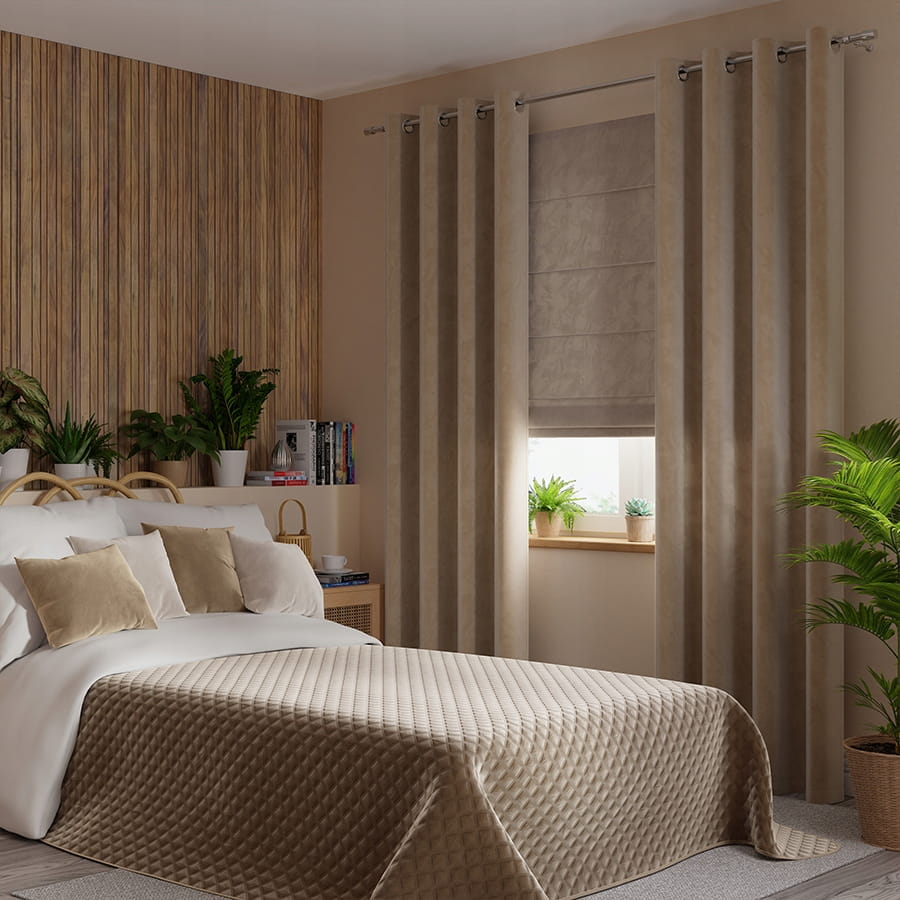 Zasłona Velvet wys. 220x140 ciemny beż przelotki - elegancka dekoracja