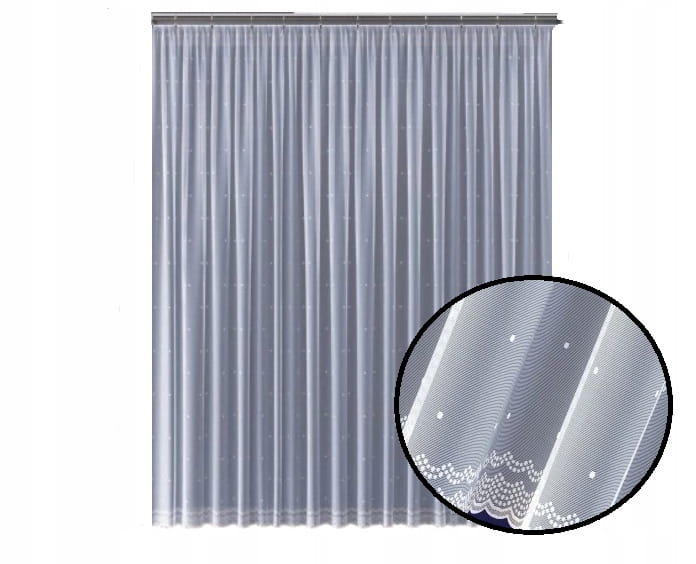 Firana żakardowa z błyskiem Kropeczki 230x400 - elegancki design do salonu