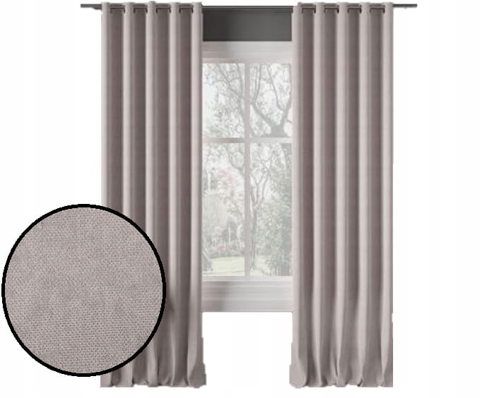 Zasłona Milas ciepły beż przelotki 250x140 - Idealna do Salonu