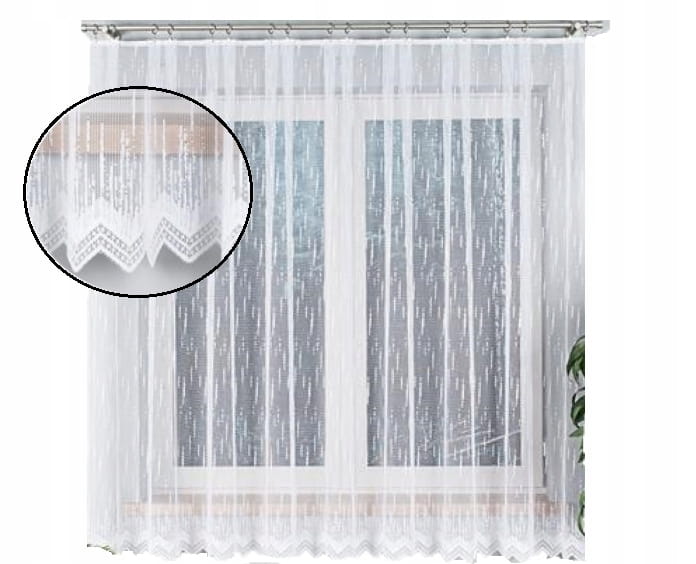 Firana żakardowa Deszczyk 180x300 z taśmą - elegancka, stylowa