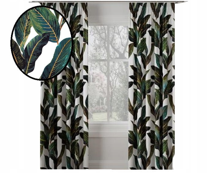 Zasłona Adison liście na taśmie 200x135 - Design dla twojego domu