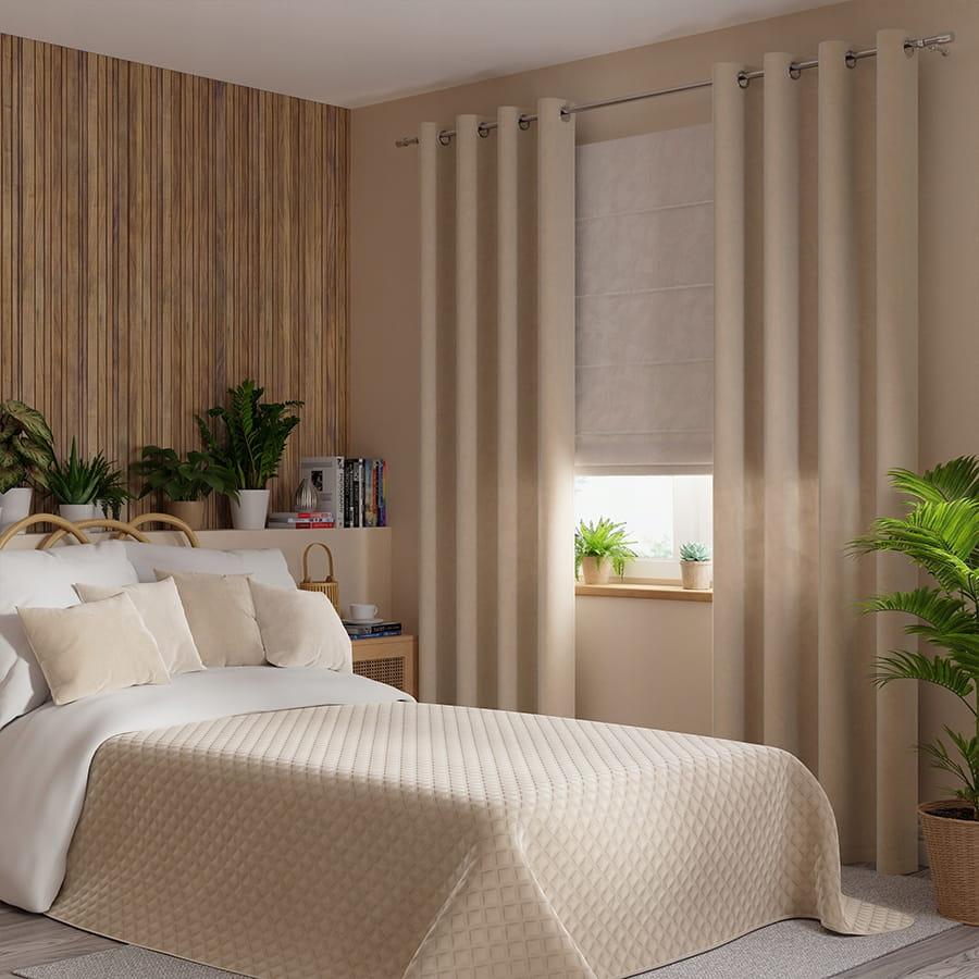 VELVI Zasłona gotowa na przelotkach 250x140 j. beż - Idealna do salonu