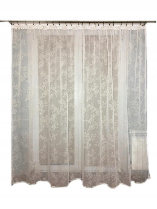 Firana gotowa Liście 245x400cm kremowa z ołowianką