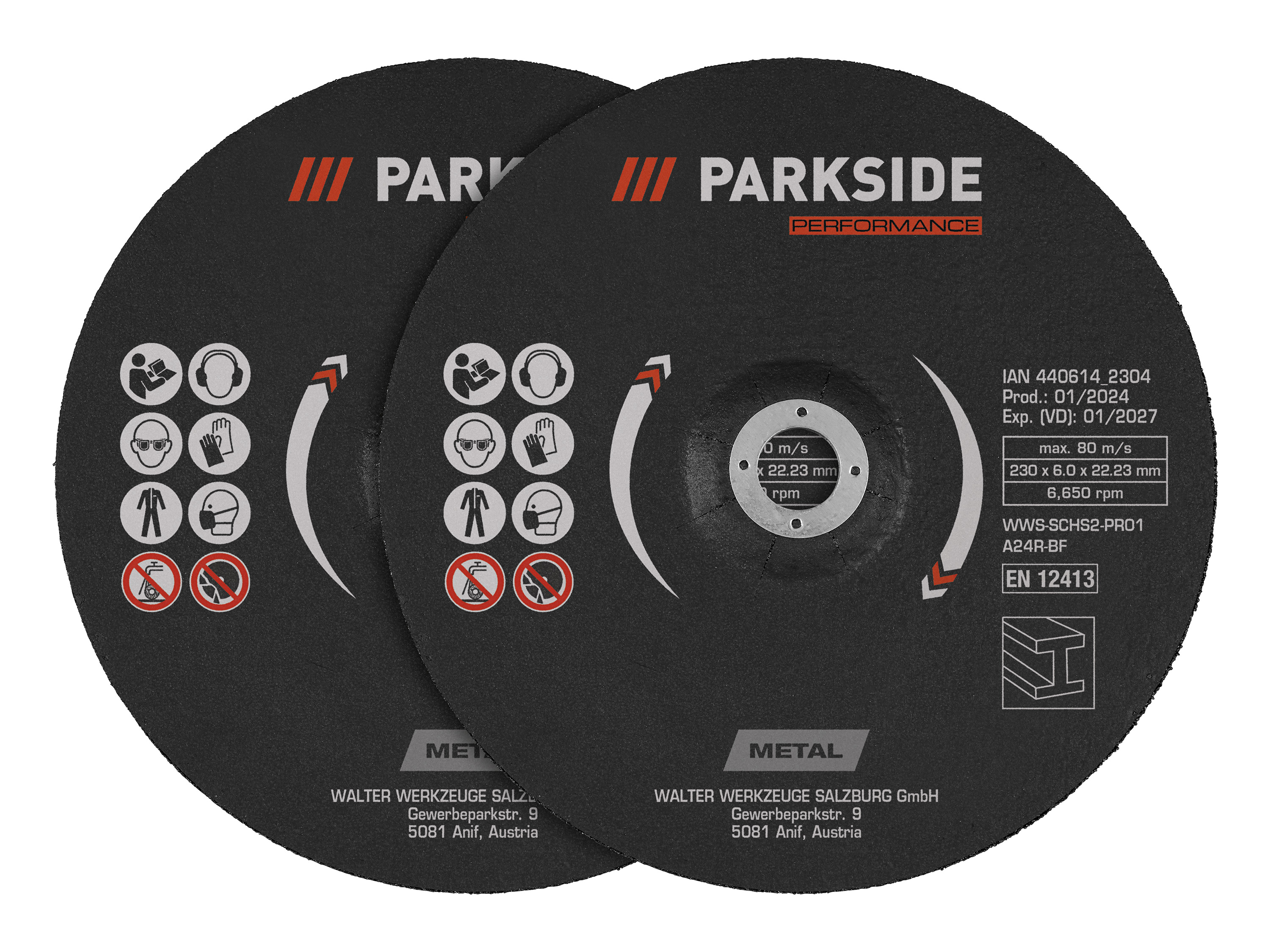Parkside Performance Tarcze tnące / Tarcze szlifierskie, Ø 230 mm Tarcze ścierne, 2 sztuki