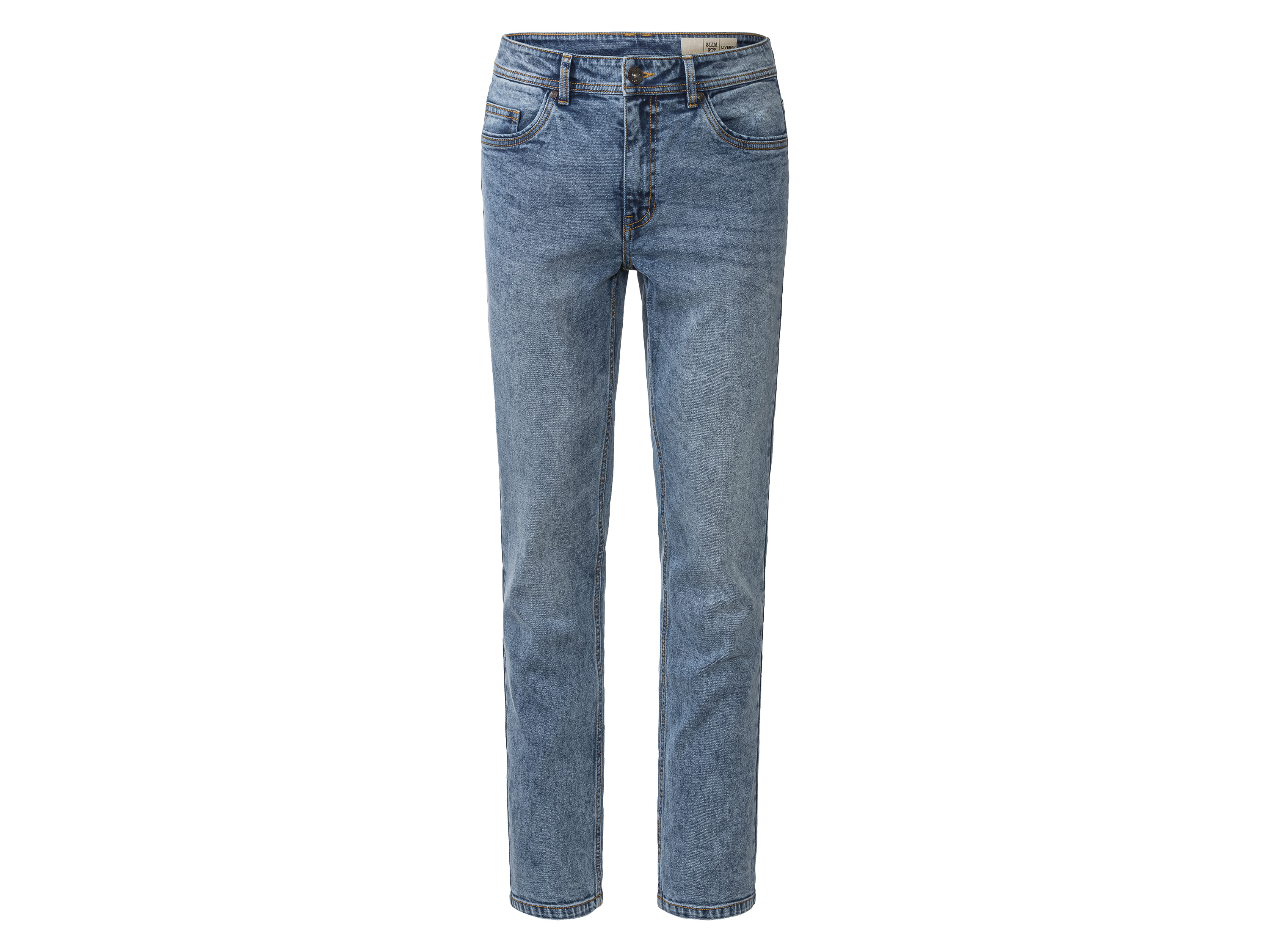 Livergy Jeansy męskie z bawełną, Slim Fit Jasnoniebieski, 48 32/32