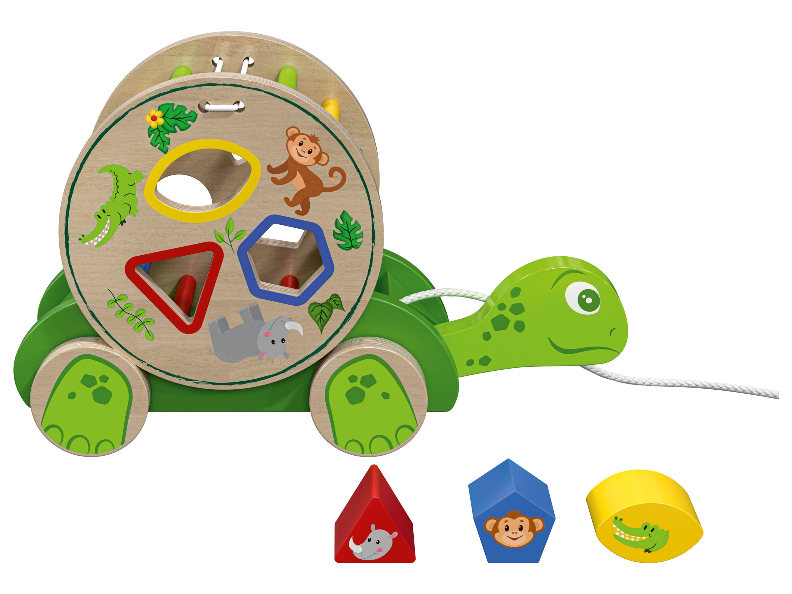 Playtive Drewniana zabawka edukacyjna motoryczna Żółw do ciągnięcia