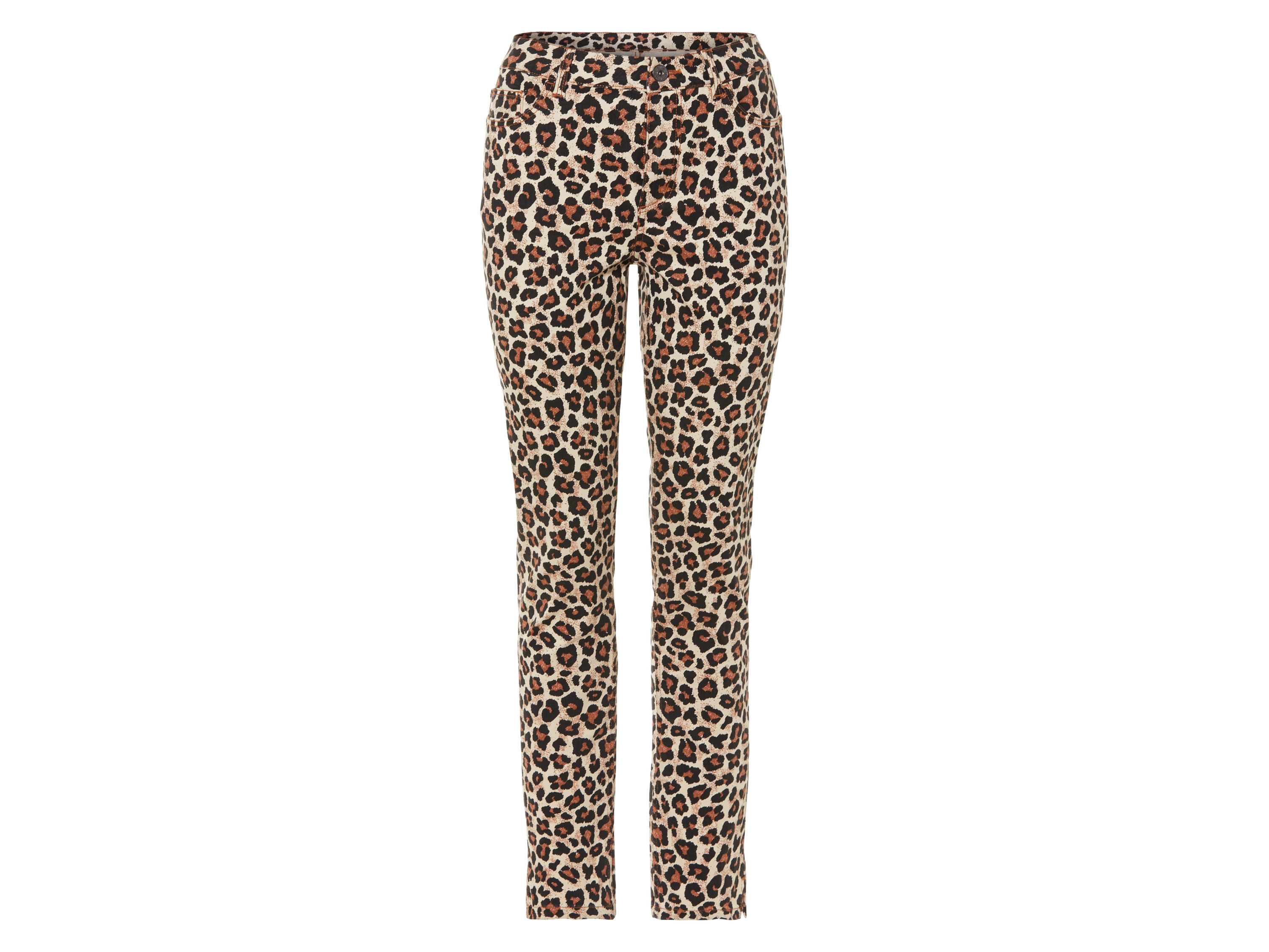 esmara Spodnie damskie, slim fit 38, regularna długość, Panterka