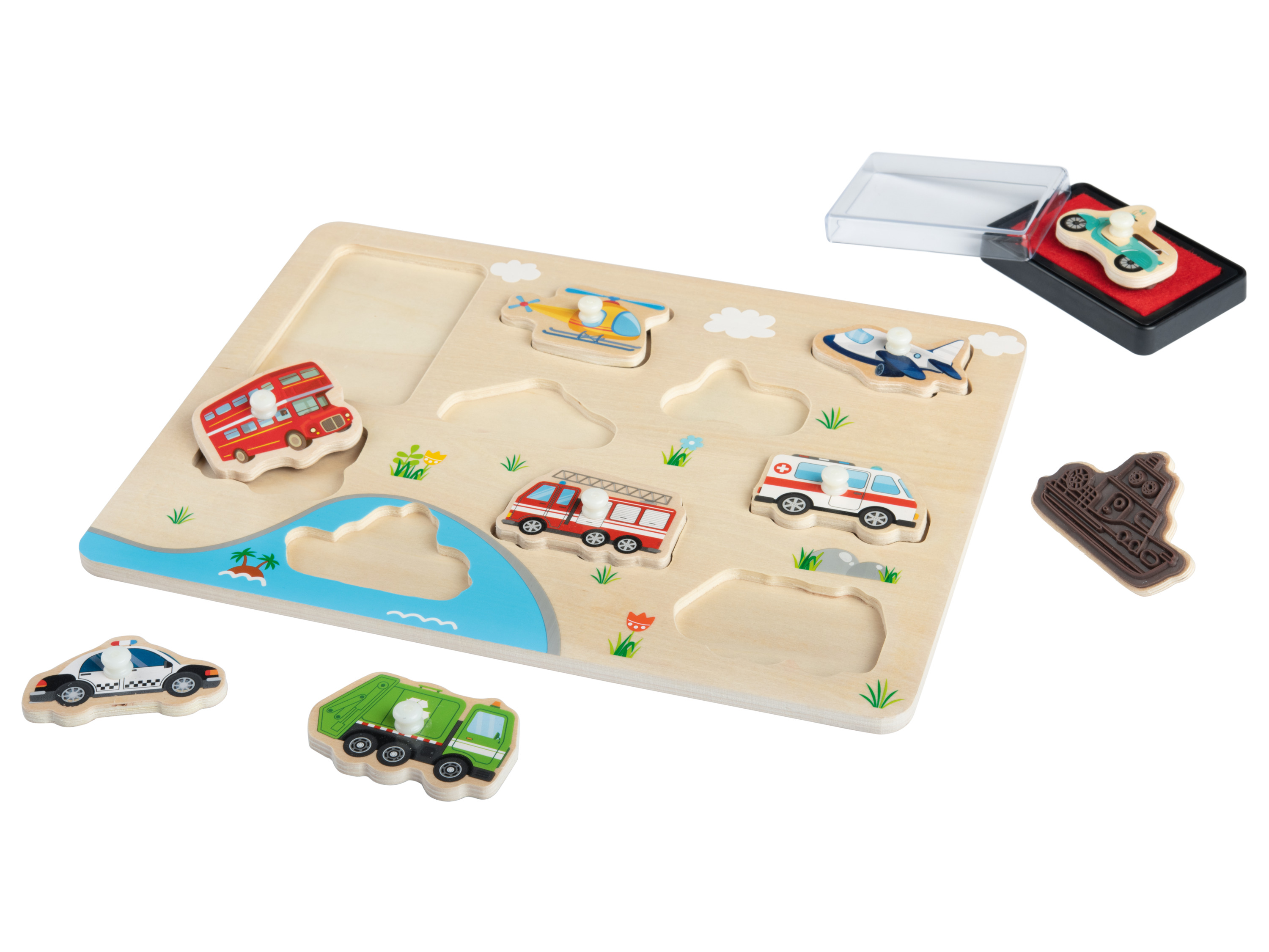 Playtive Układanka edukacyjna / Labirynt / Gra do nawlekania, z drewna Puzzle stempelki