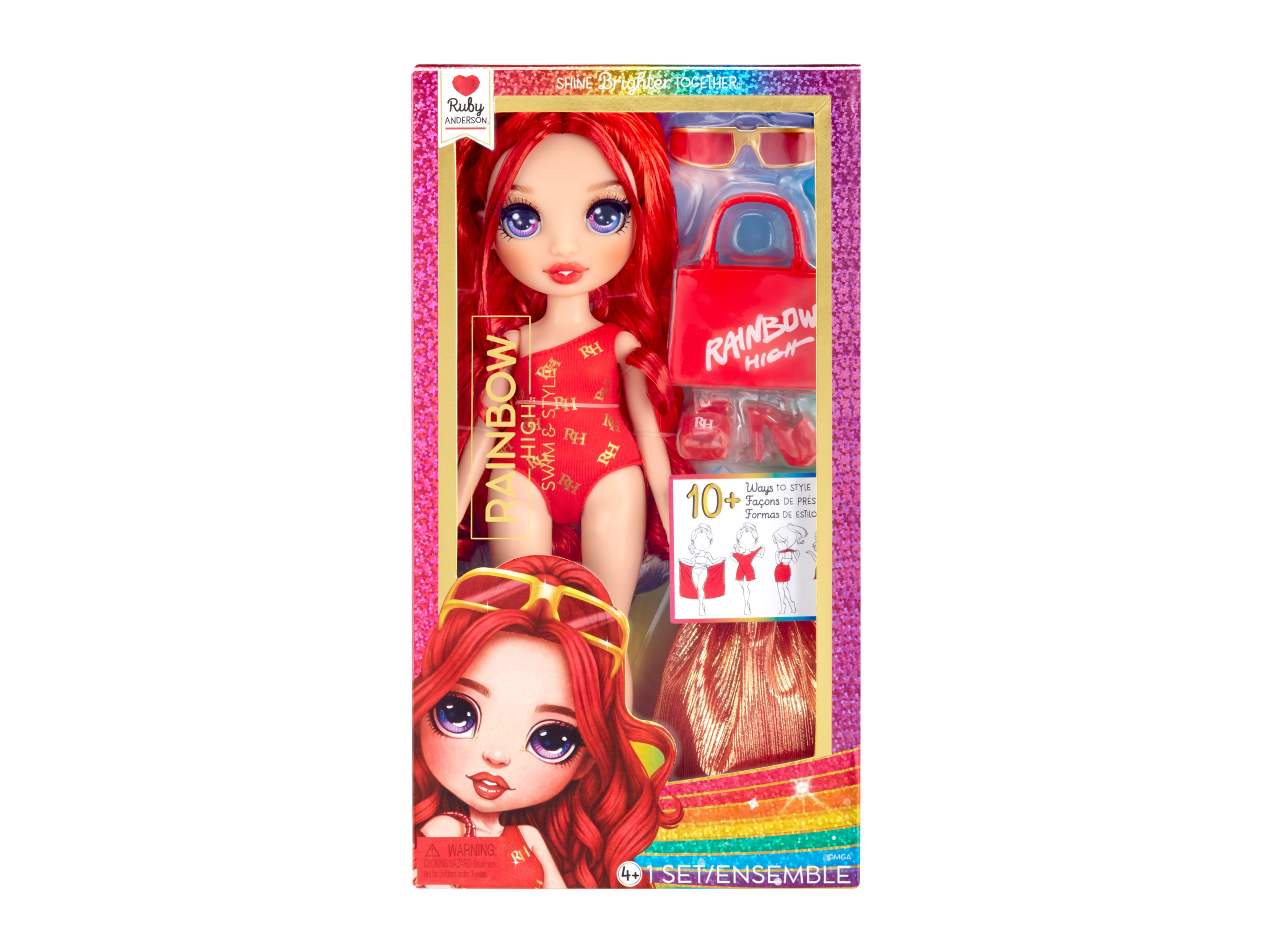 Lalka Rainbow High z kolekcji plażowej czerwony