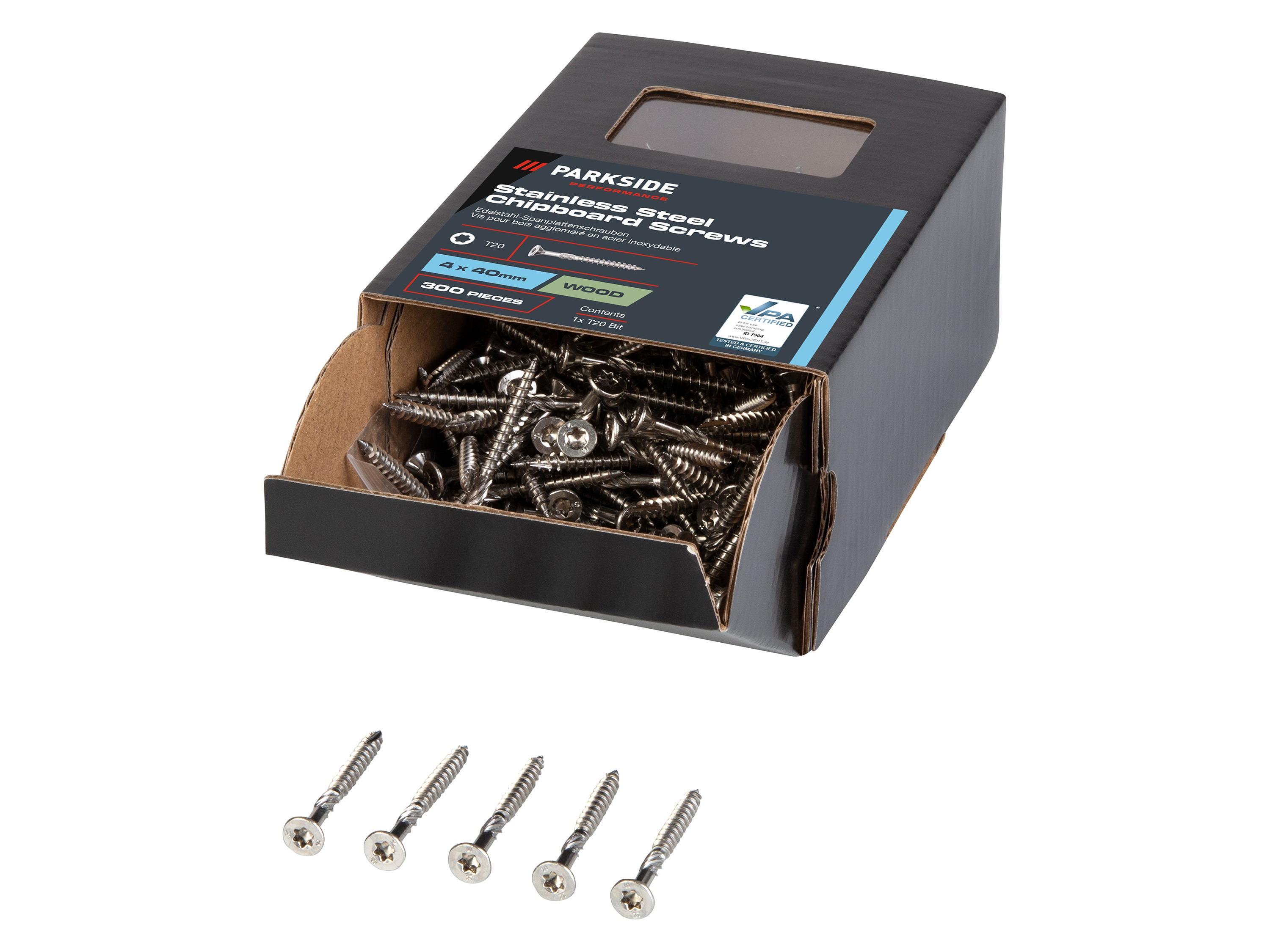 Parkside Performance Wkręty ze stali nierdzewnej do płyt wiórowych Tx20 4,0 x 40 mm