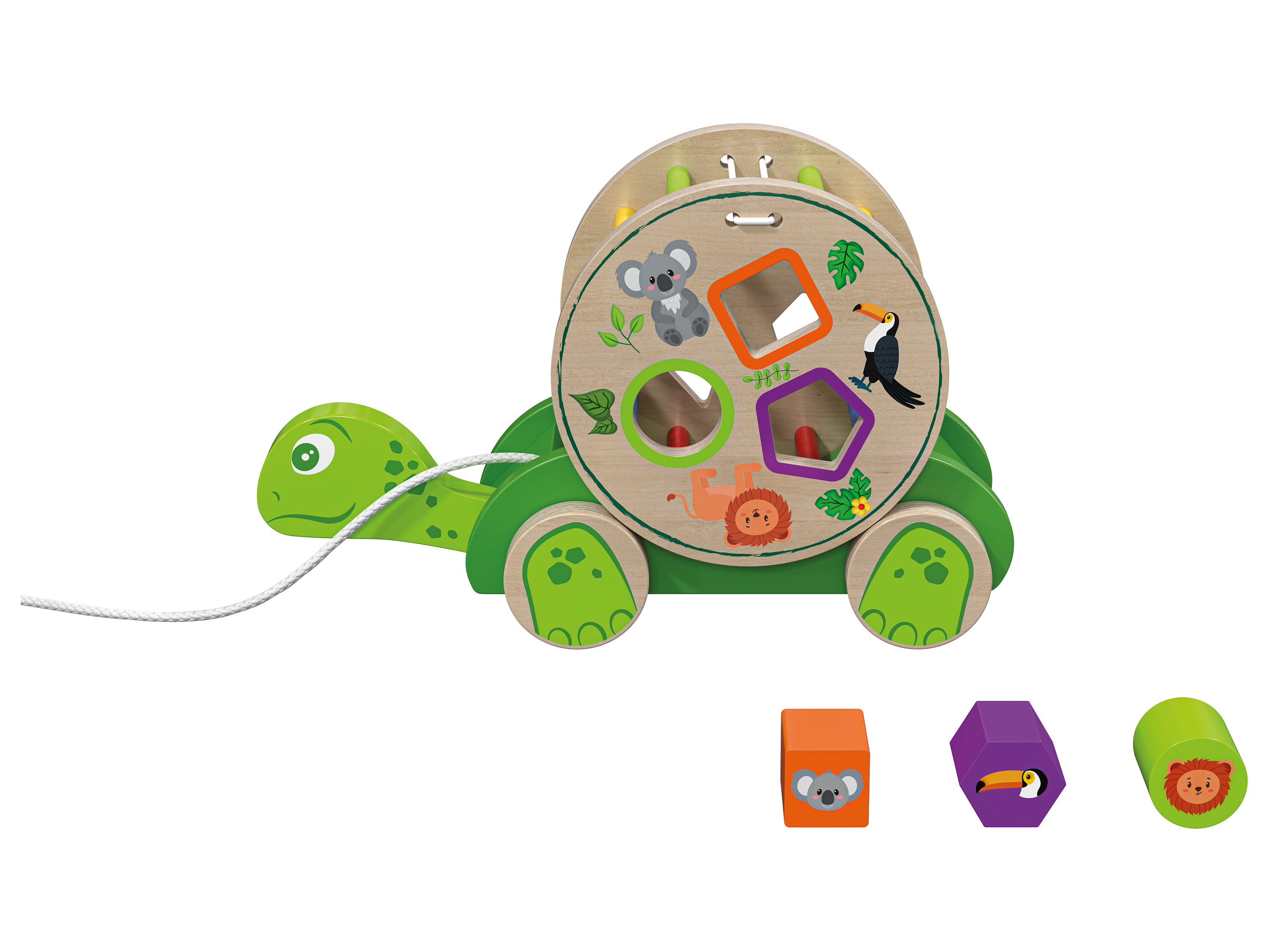 Playtive Drewniana zabawka edukacyjna motoryczna Żółw do ciągnięcia