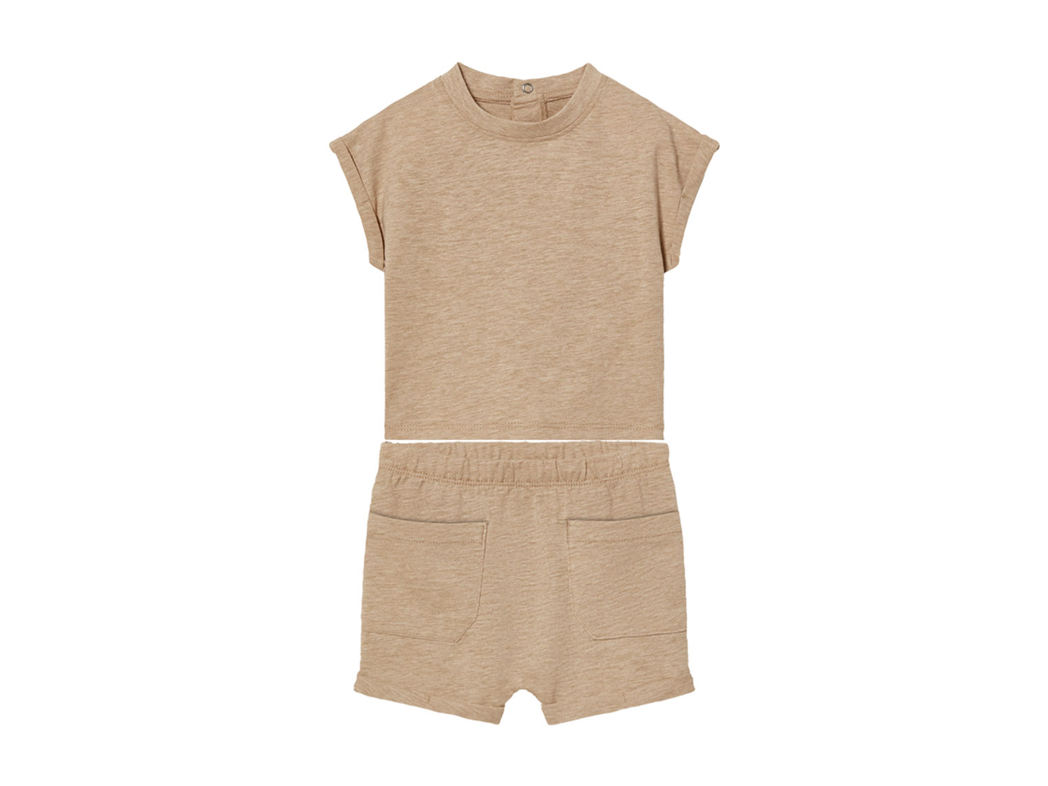 lupilu Komplet niemowlęcy z bawełny organicznej t-shirt + spodenki 62/68, Beżowy