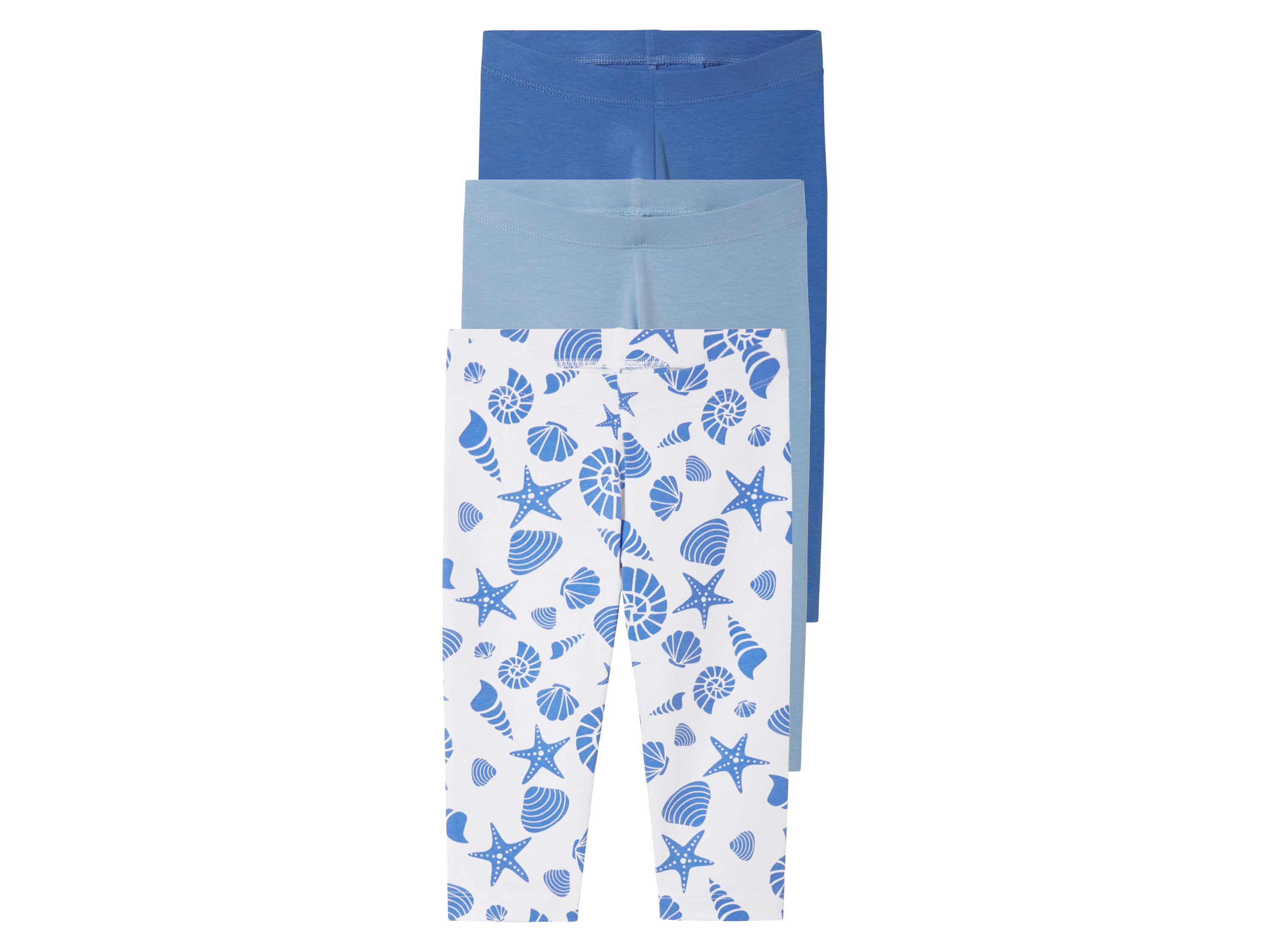 lupilu Legginsy dziecięce 3/4 z bawełną, 3 pary Niebieski, 110/116
