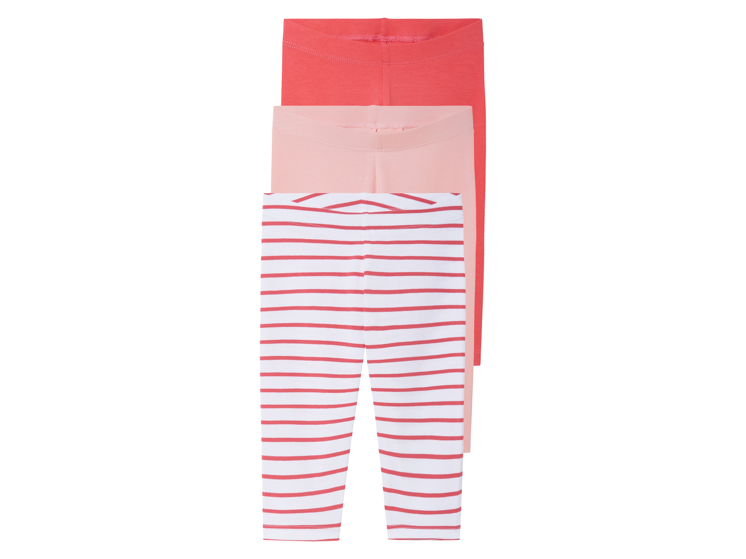 lupilu Legginsy dziecięce 3/4 z bawełną, 3 pary Czerwony/różowy, 122/128