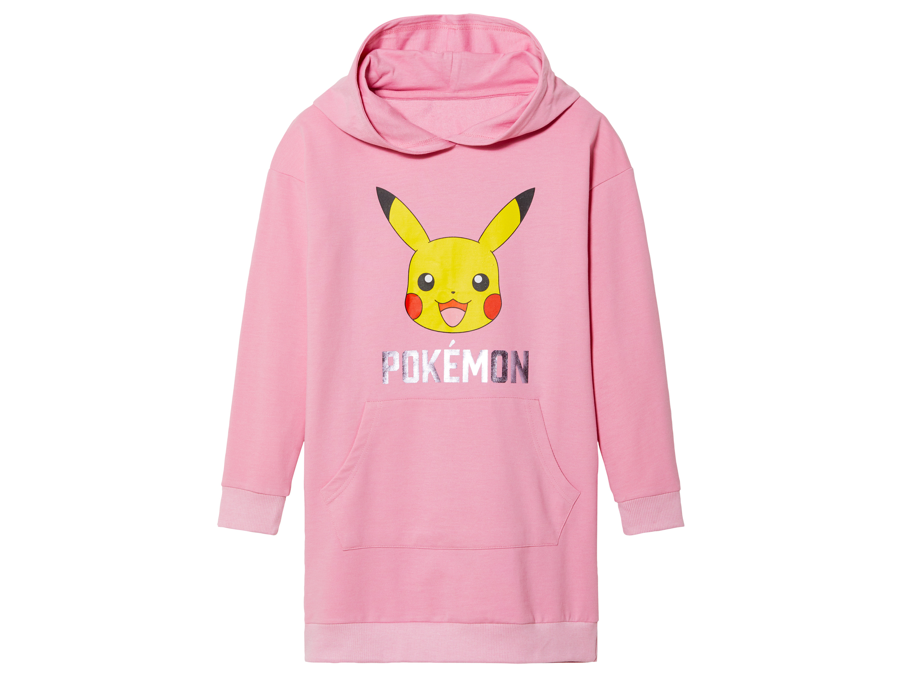 Sukienka dresowa dziewczęca z kapturem, z postaciami z bajek Pokémon różowy, 146/152
