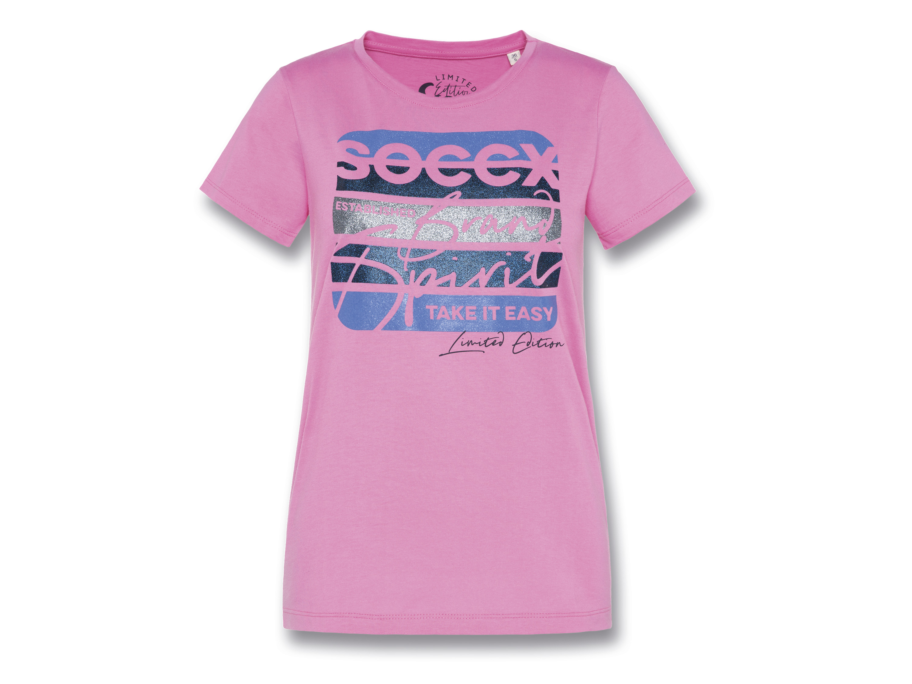Soccx T-shirt damski z czystej bawełny L, Różowy