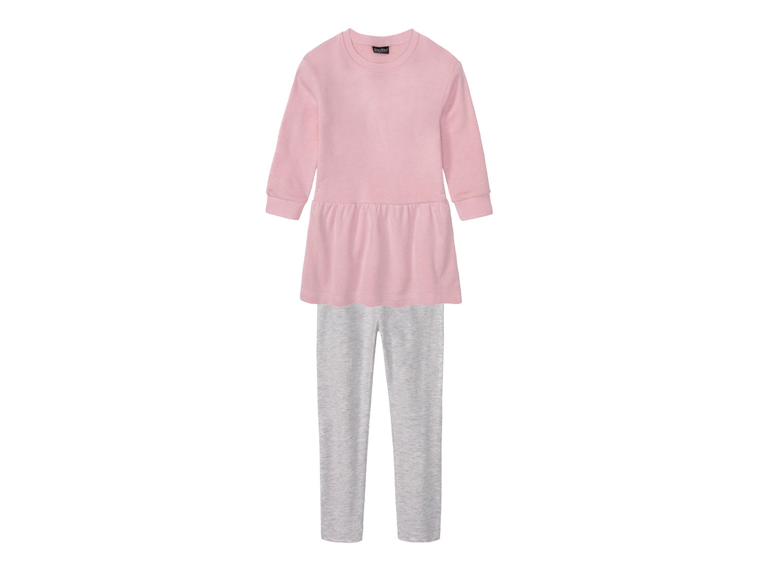 lupilu Komplet dziewczęcy z bawełną sukienka + legginsy 98/104, Różowy/szary