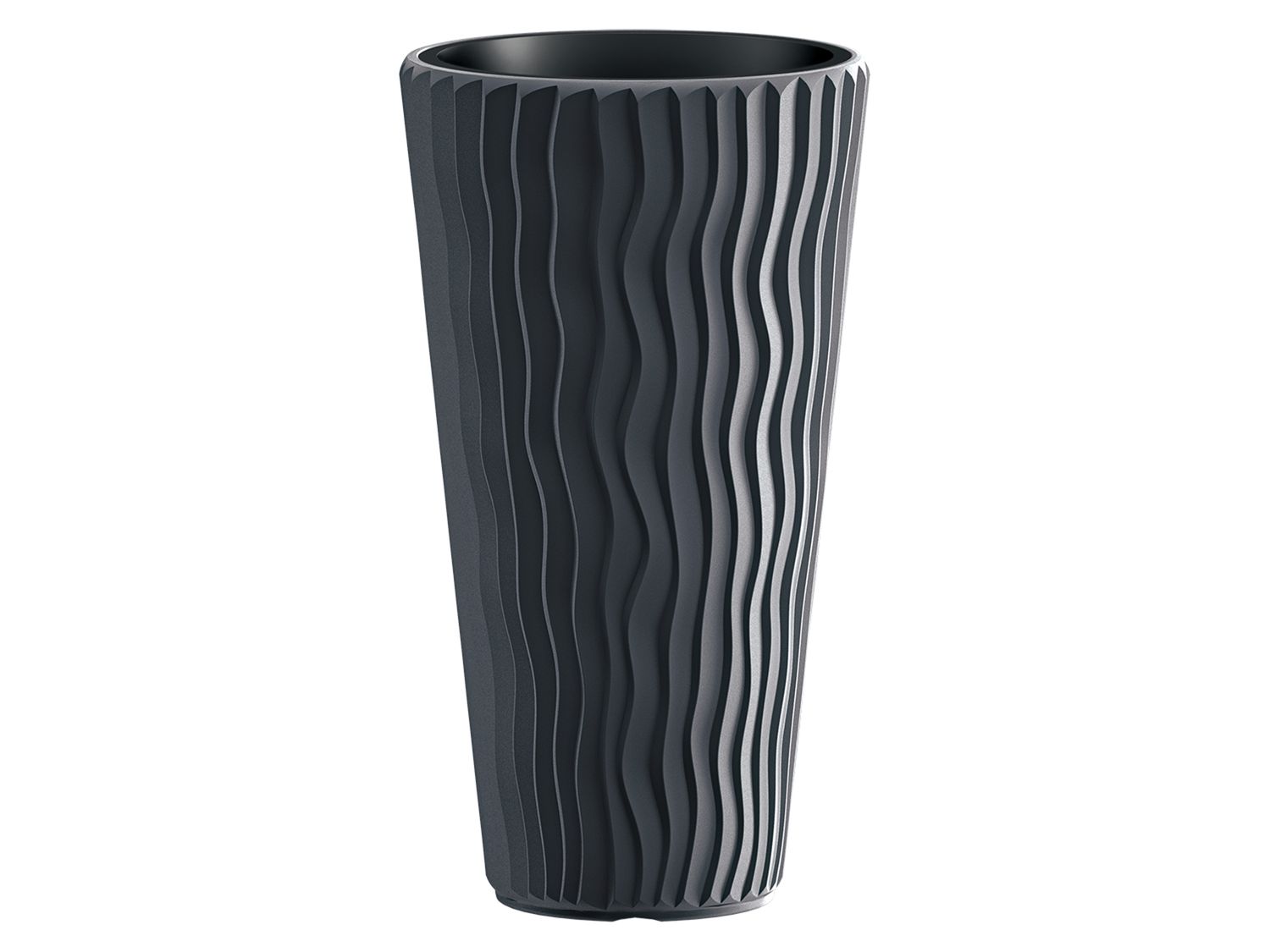 Prosperplast Donica Sandy Slim, z wyjmowanym wkładem, w optyce pionowych fal 39 x 71 x 39 cm szer. x wys. x gł., Antracytowy