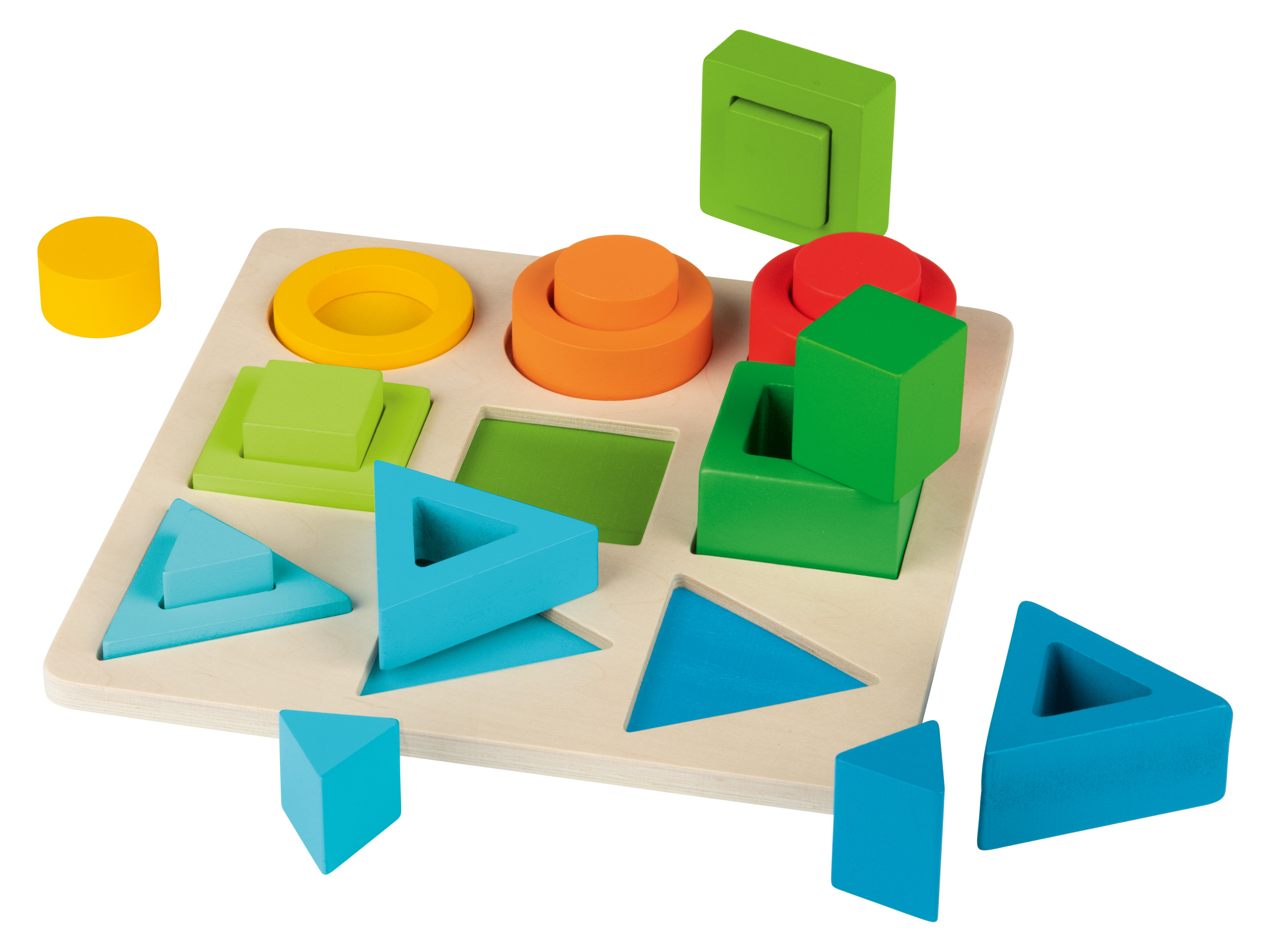 Playtive Zabawka edukacyjna Montessori z drewna Kształty i objętości