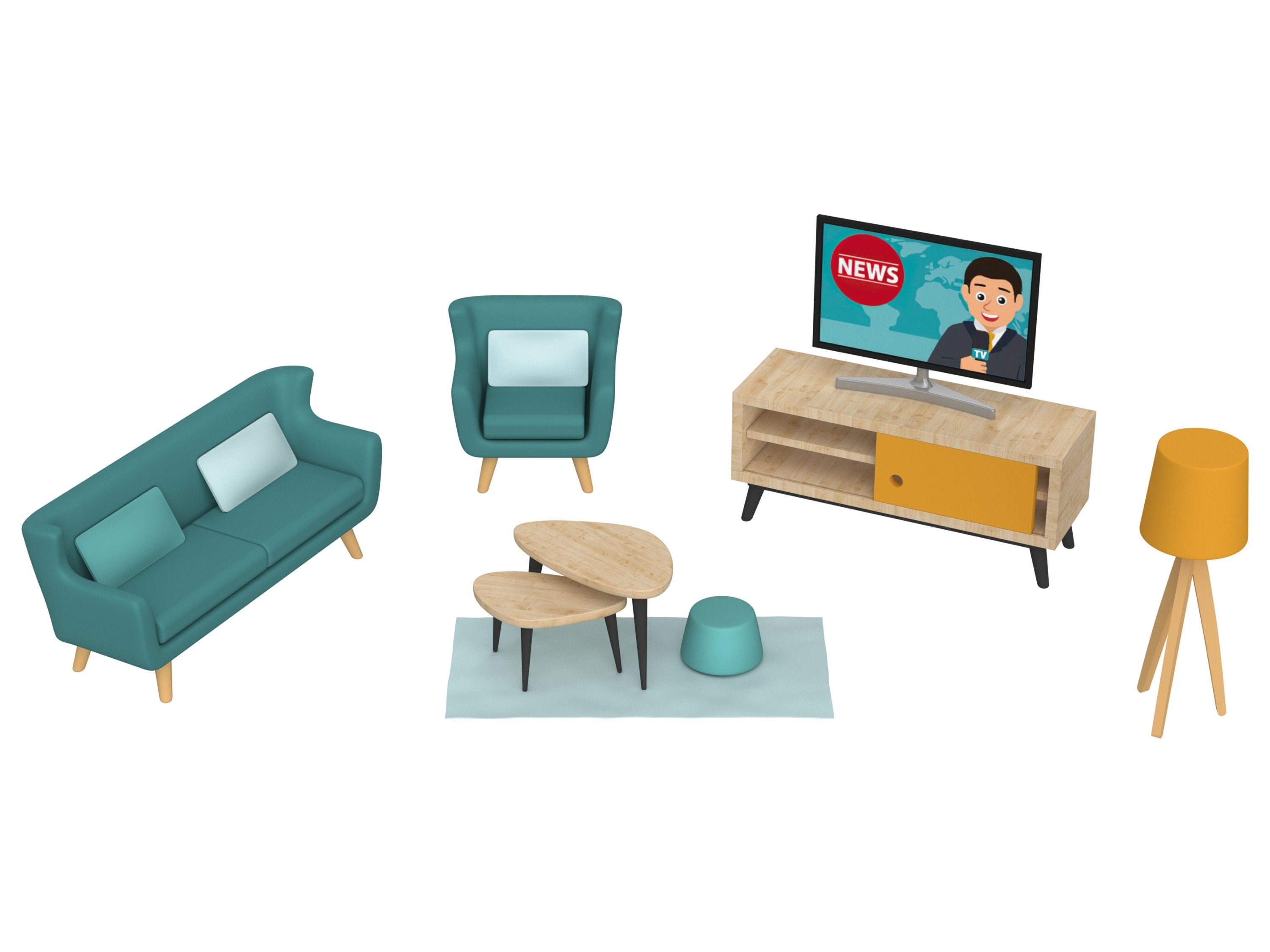 Playtive Zestaw miniaturowych mebelków lub lalek do domku dla lalek Salon