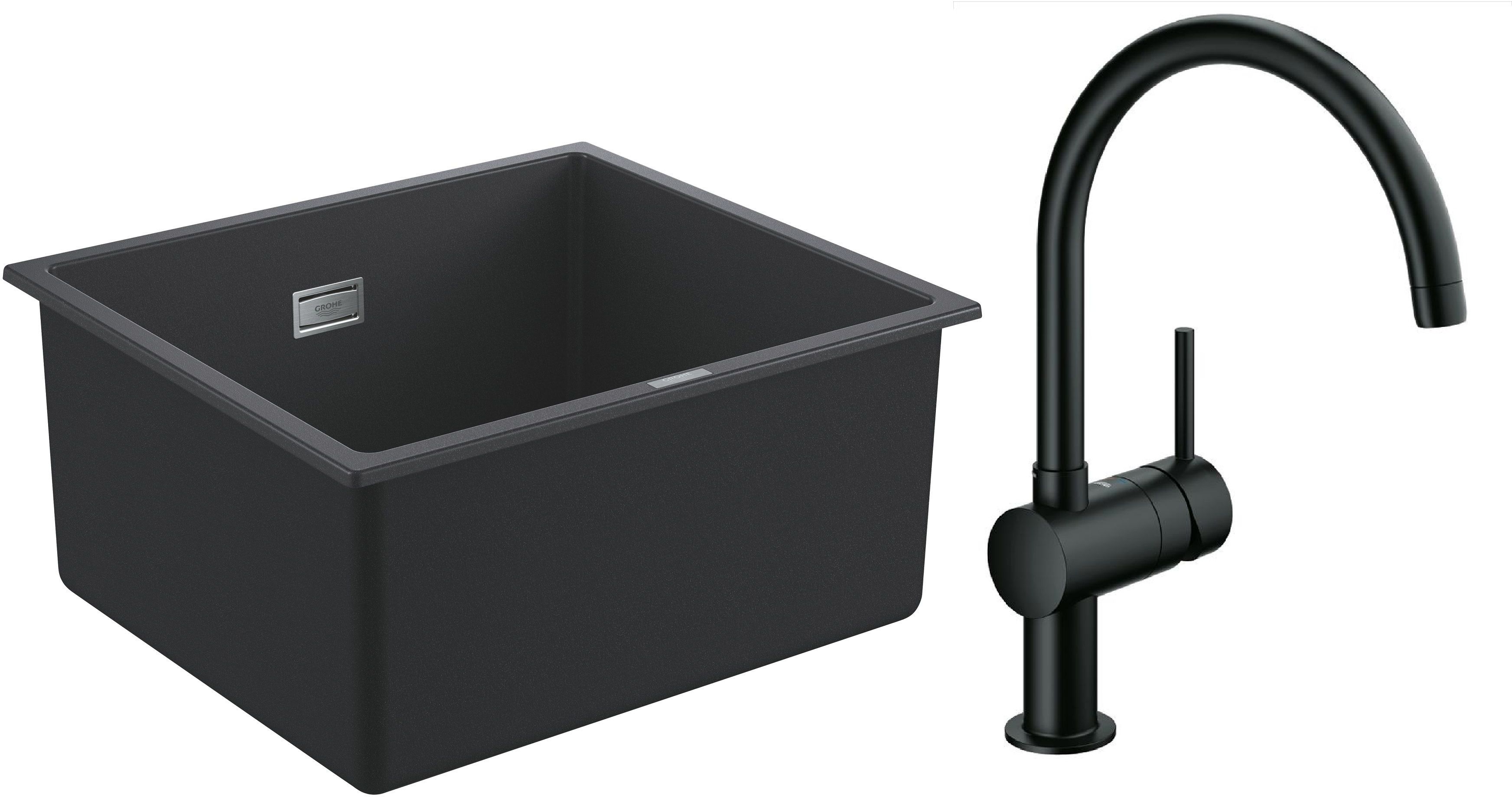 Darmowa Dostawa - Zlewozmywak z baterią czarny/czarny Grohe K700 abset9235