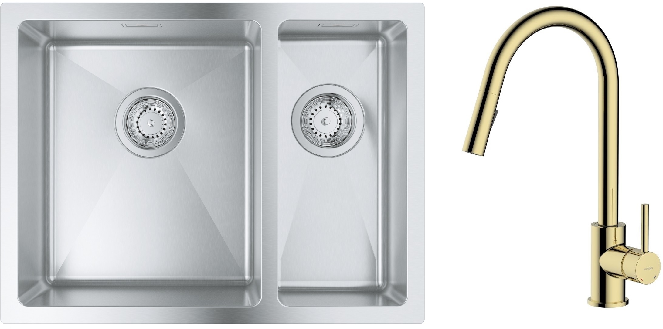 Darmowa Dostawa - Zlewozmywak z baterią stal / złoty Grohe K700 abset4864