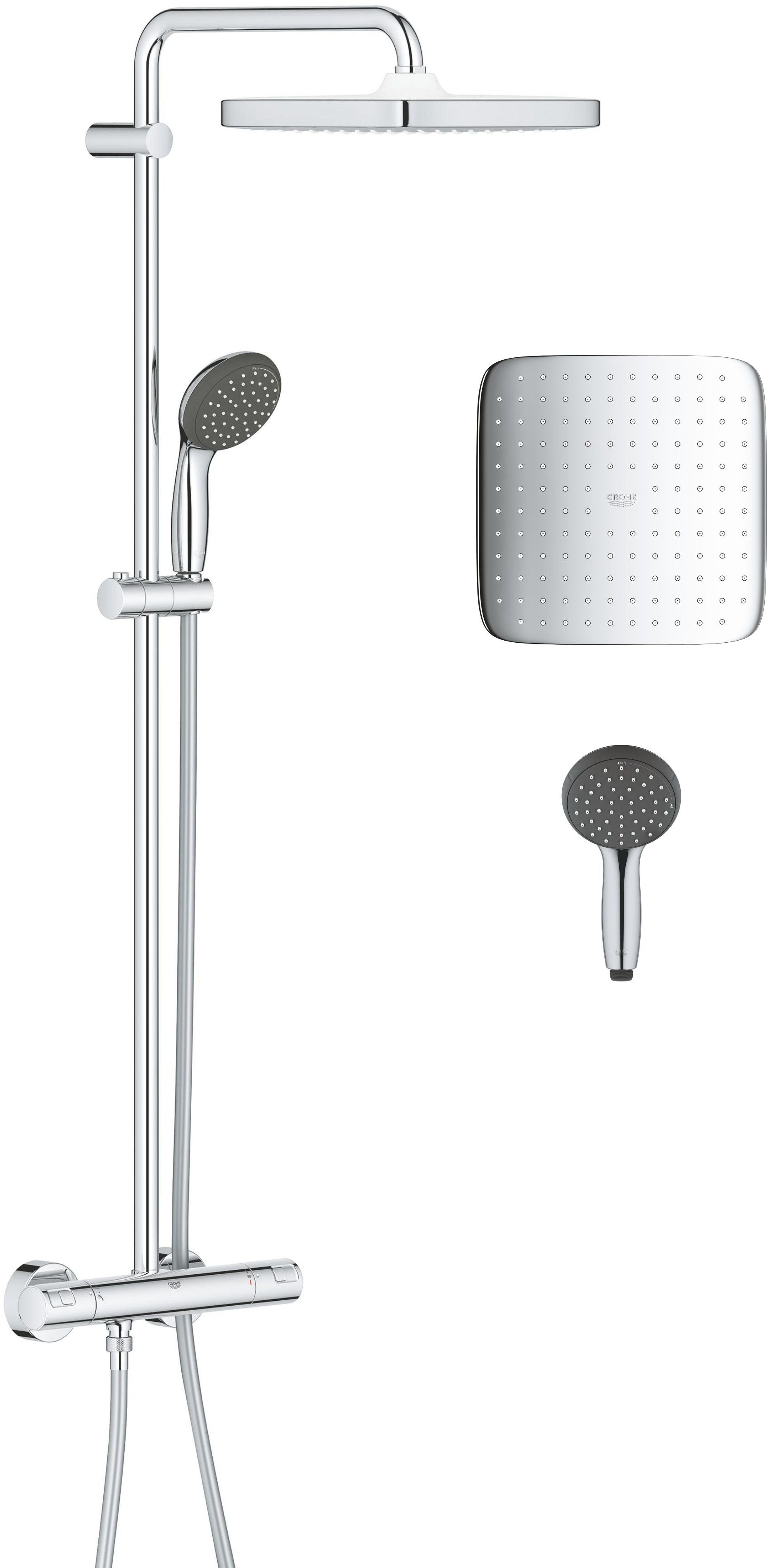 Darmowa Dostawa - Zestaw prysznicowy ścienny termostatyczny z deszczownicą starlight chrome Grohe Vitalio Start Shower System 26696000