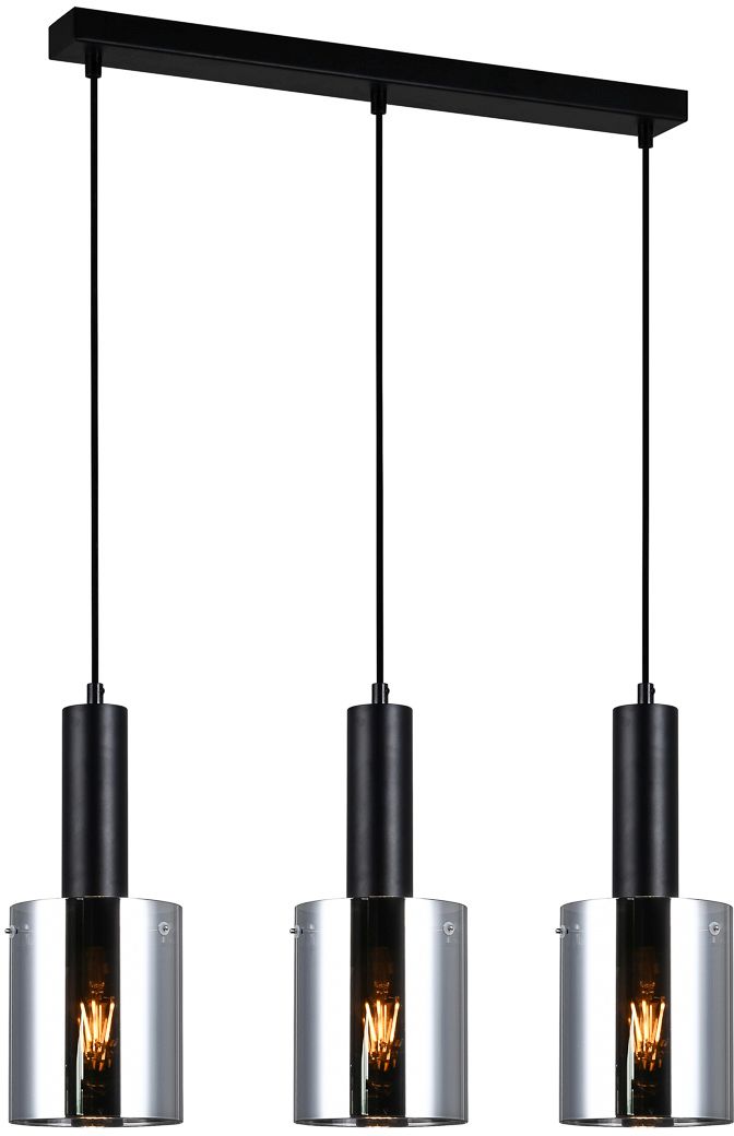 Darmowa Dostawa - Lampa wisząca 3x40 W czarna-przydymiona Italux Sardo PND55813BKSG