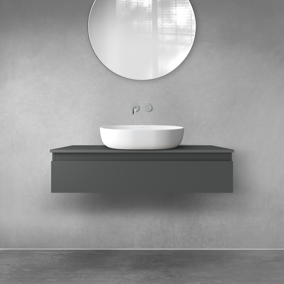 Darmowa Dostawa - Szafka z blatem 100x46.4x25.2 cm podumywalkowa wisząca grafitowa Oltens Vernal 68102400