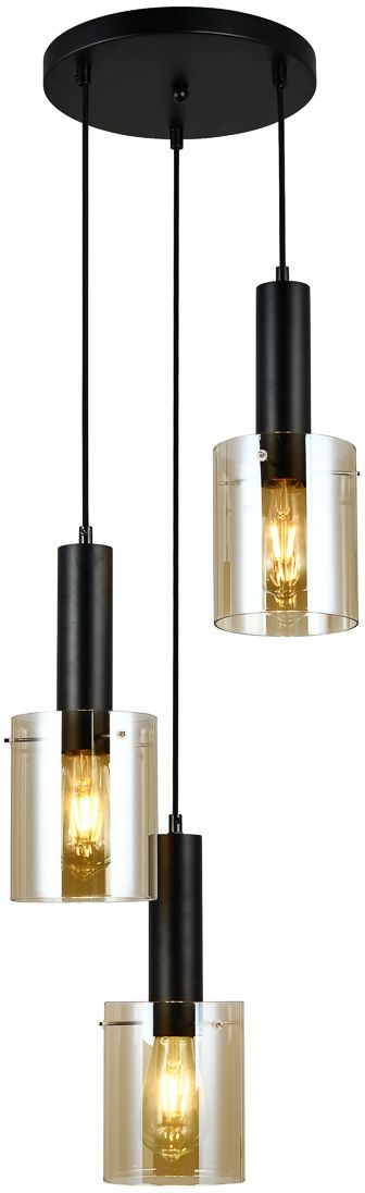 Darmowa Dostawa - Lampa wisząca 3x40 W czarna-bursztynowa Italux Sardo PND55813ABKAMB