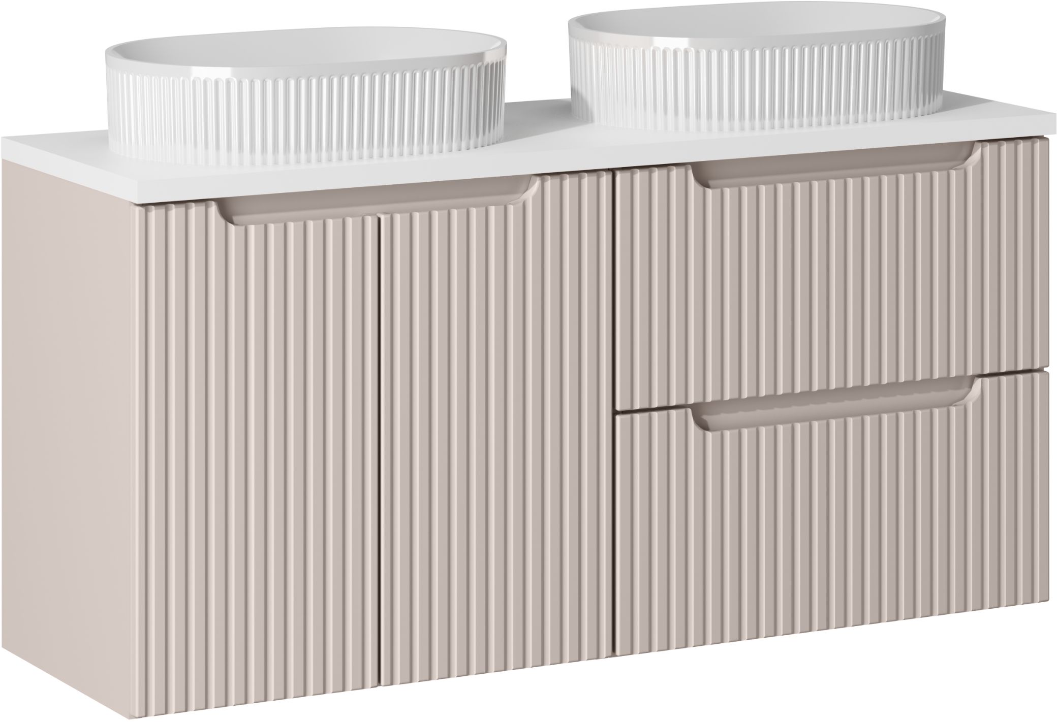 Darmowa Dostawa - Umywalka z szafką i blatem 120 cm beżową Comad Nova Cashmere SETNOCBWHITE120CMDSUNBEYOND5WH