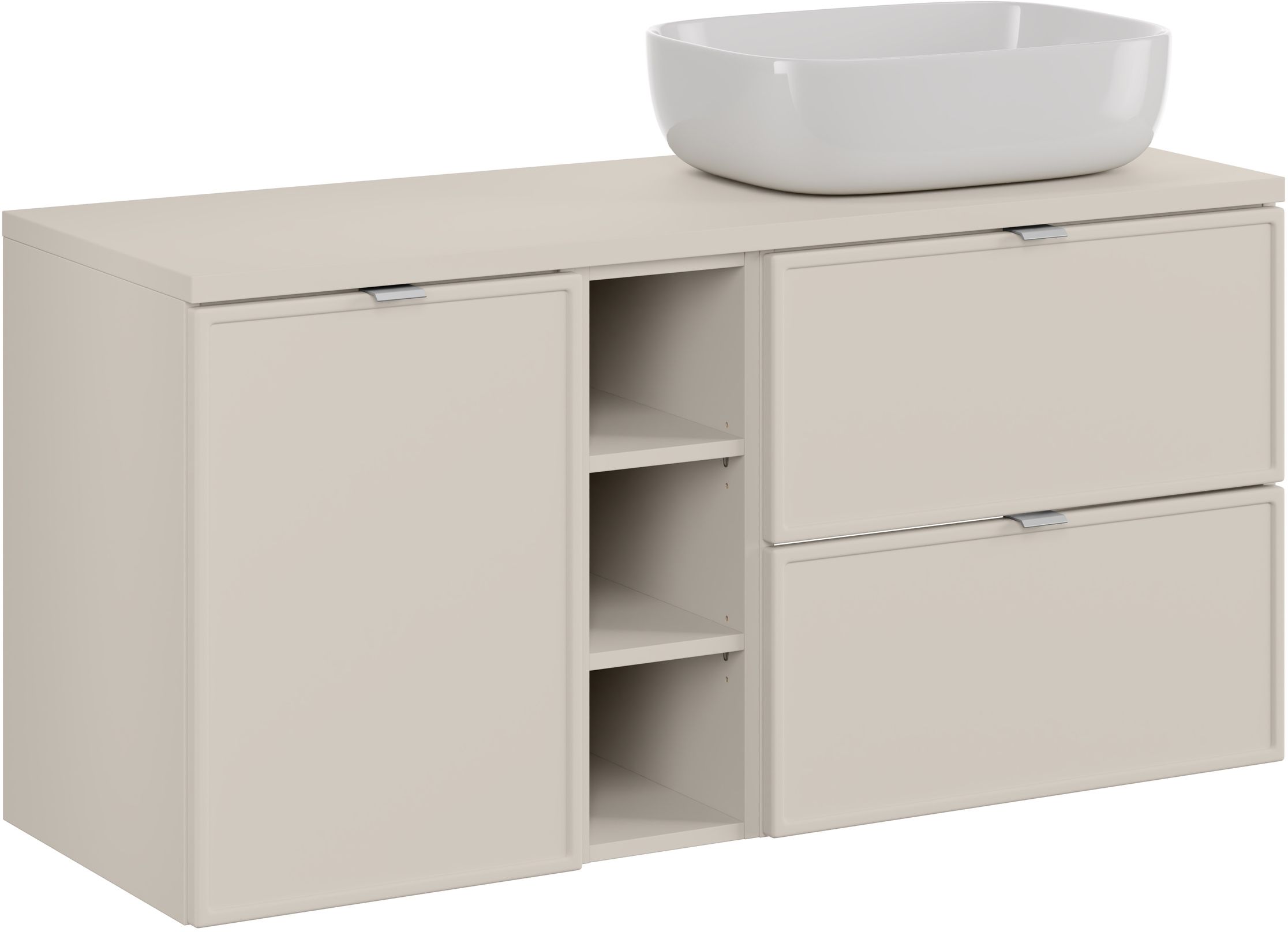 Darmowa Dostawa - Umywalka z szafką i blatem 120 cm beżową Comad Bella Cashmere SETBCBCASHMERE120CMUNSMILE50LB