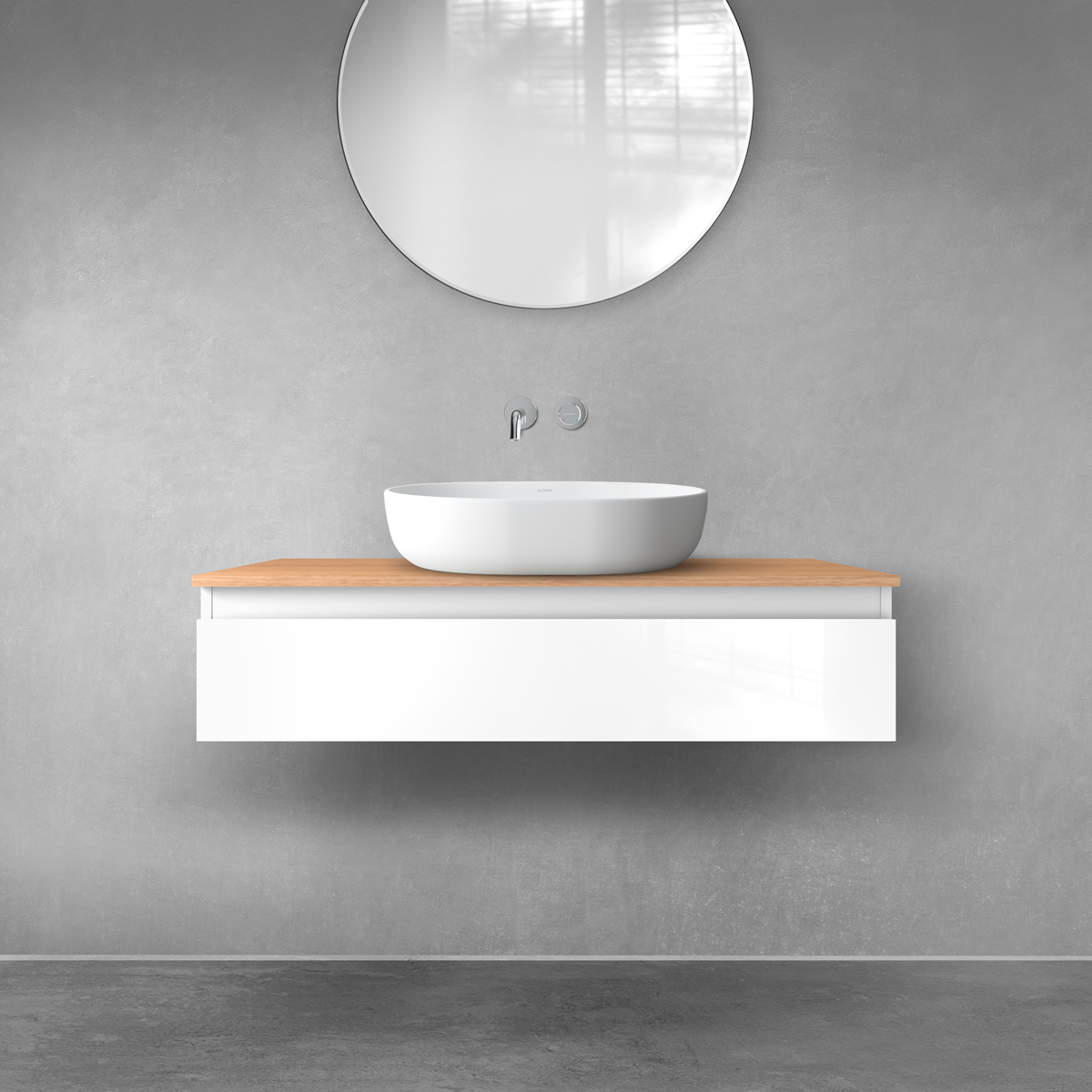 Darmowa Dostawa - Szafka z blatem 100x46.4x25.2 cm podumywalkowa wisząca biała Oltens Vernal 68109000