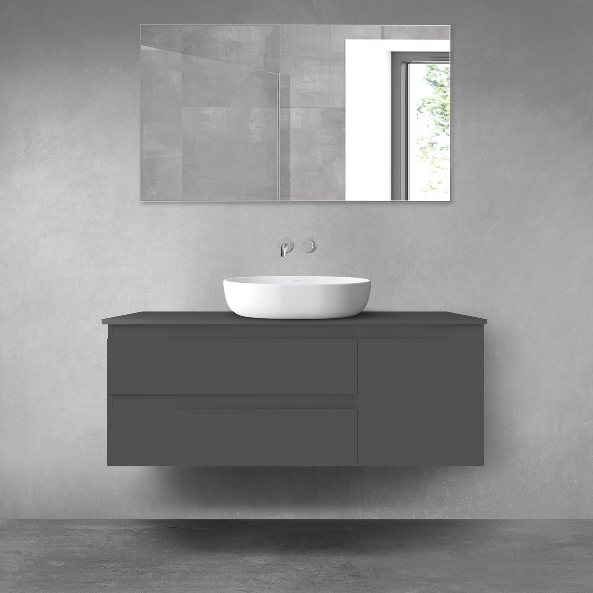 Darmowa Dostawa - Zestaw mebli łazienkowych 120x46.4x48.6 cm podumywalkowa wisząca grafitowa Oltens Vernal 68209400