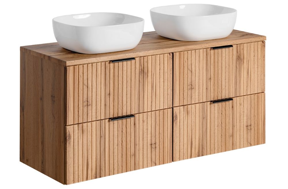 Darmowa Dostawa - Umywalka z szafką i blatem 120 cm dąb Comad Adel Oak SETADOB120CMSMILE40