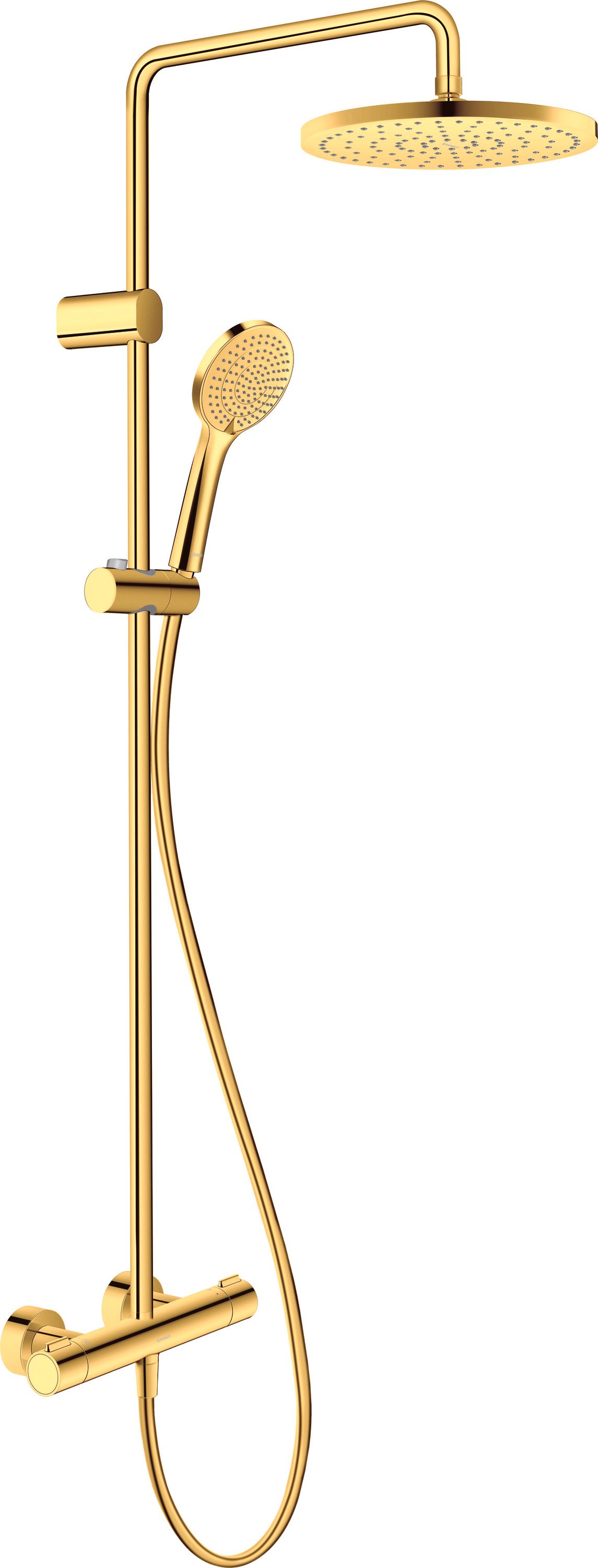 Darmowa Dostawa - Zestaw prysznicowy ścienny termostatyczny złoty Duravit Shower Systems TH4282008034