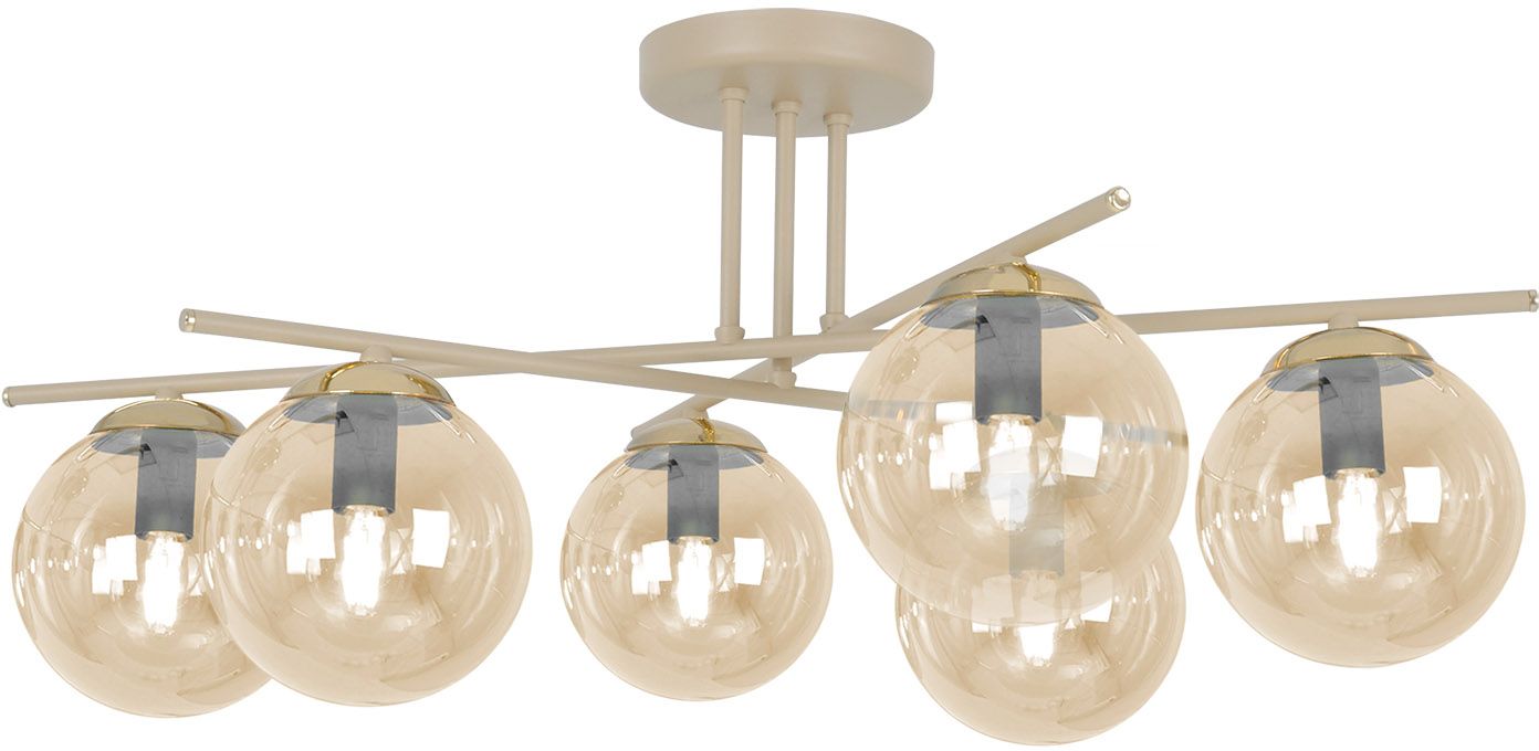 Darmowa Dostawa - Lampa podsufitowa 6x10 W bursztynowa-beżowa Kaja Felix K5784