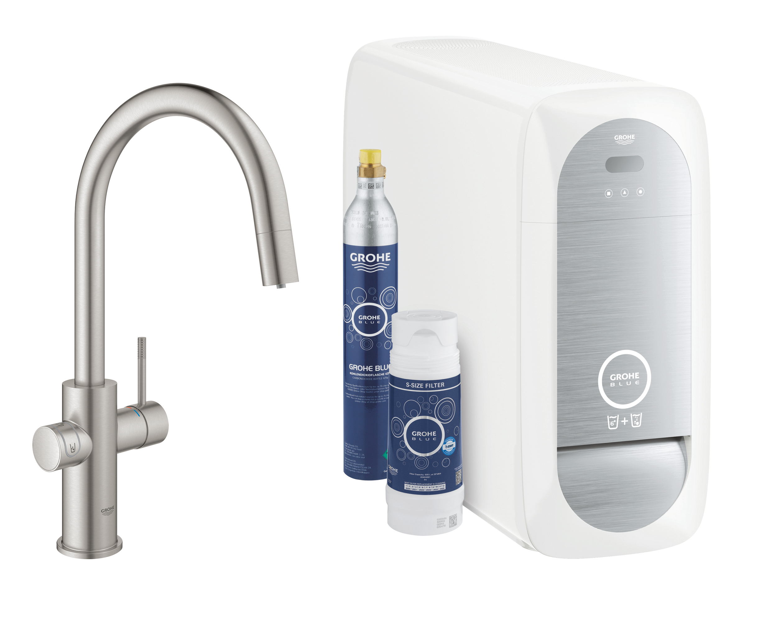 Darmowa Dostawa - Bateria kuchenna z filtrem stojąca supersteel Grohe Blue 31541DC0