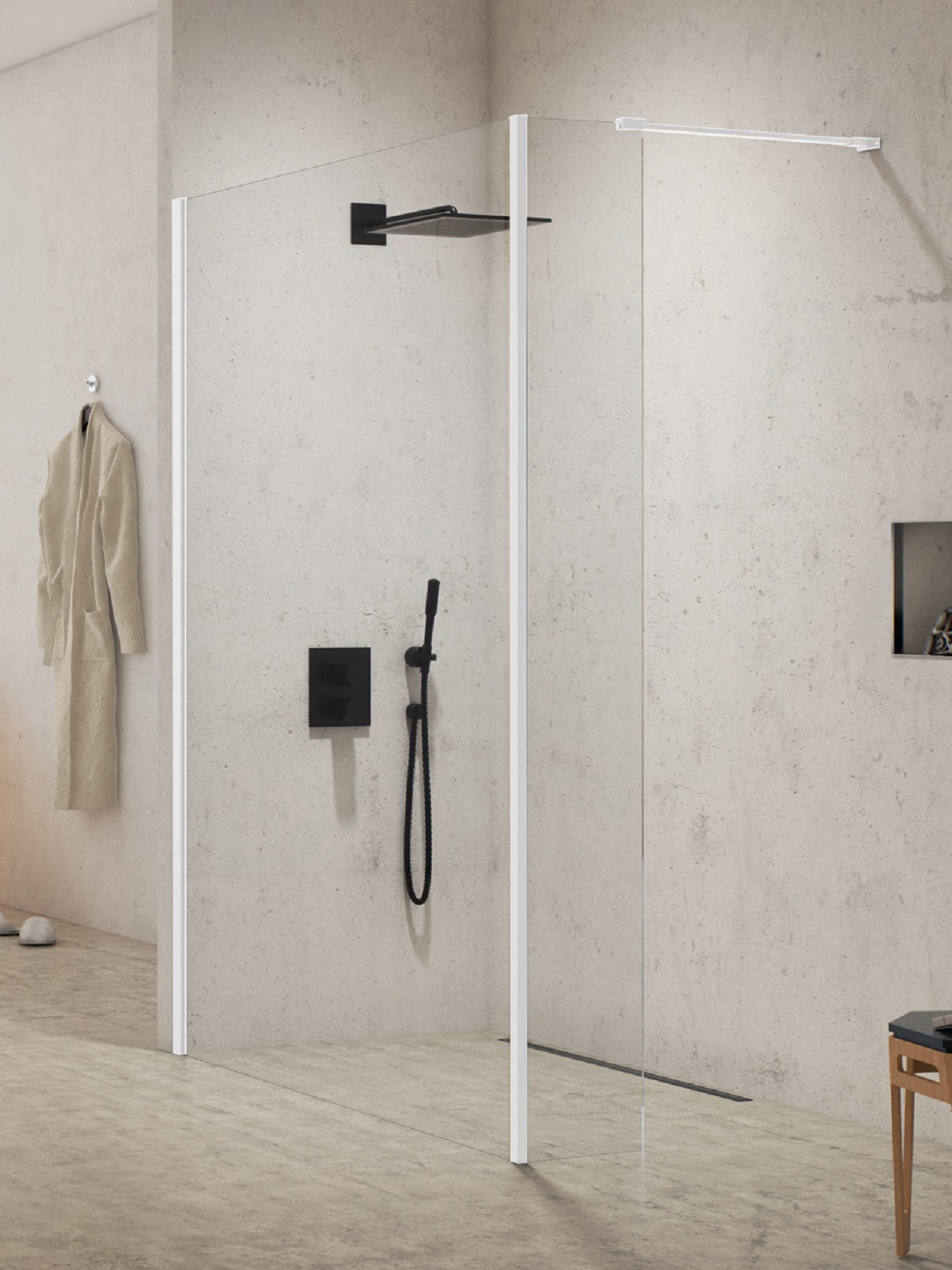 Darmowa Dostawa - Ścianka prysznicowa walk-in 100 cm biały mat/szkło przezroczyste New Trendy New Modus White EXK2231